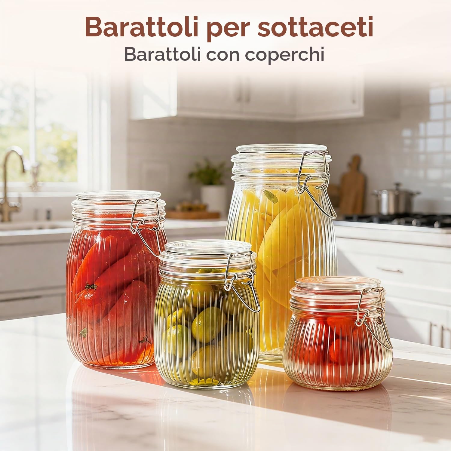ComSaf 3 Pezzi Barattoli Vetro con Coperchio a Clip 1000ml, Barattolo Vetro Ermetico per Famiglie e Appassionati di Cucina, Mantiene Freschi Cereali e Biscotti, Ideale per Dispensa e Piano Cucina
