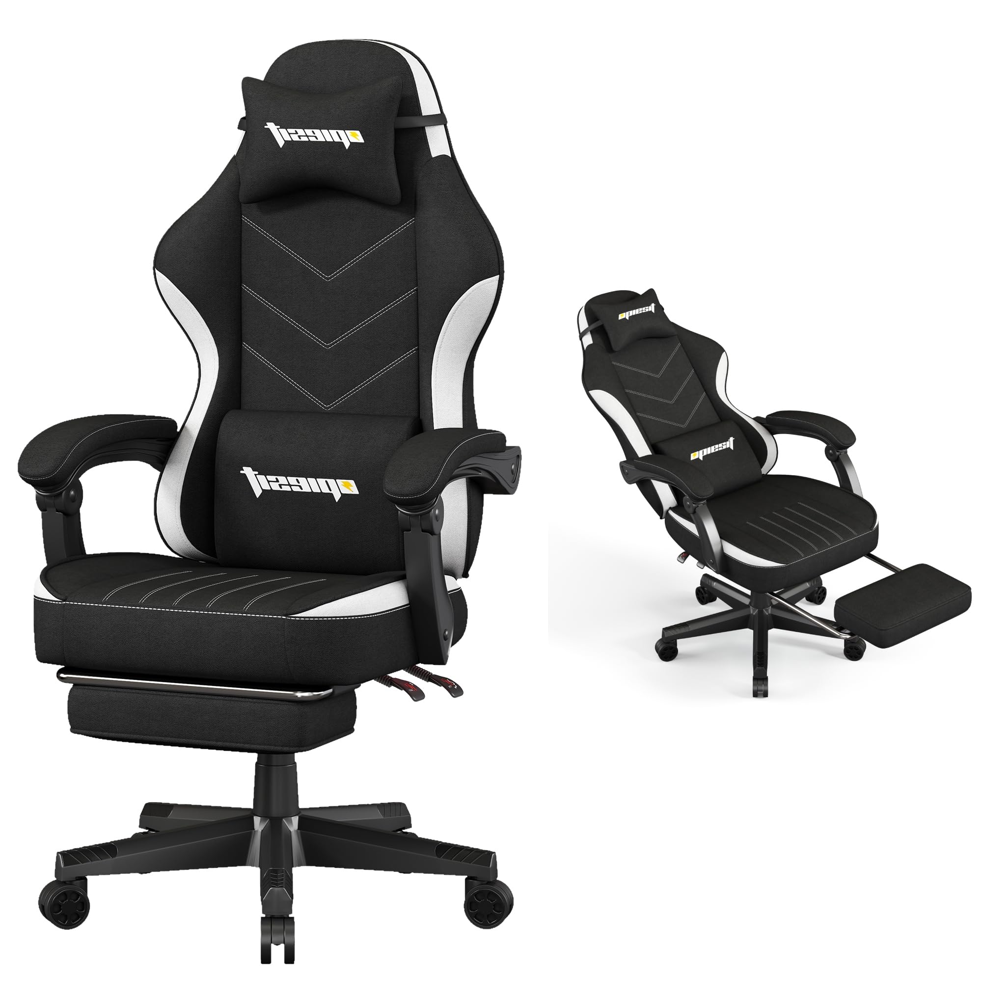 Opiesit Gaming Chair Fabric Computer Chair with Pocket Spring Cushion 400 lb Load Capacity Ergonomic Office Chair with