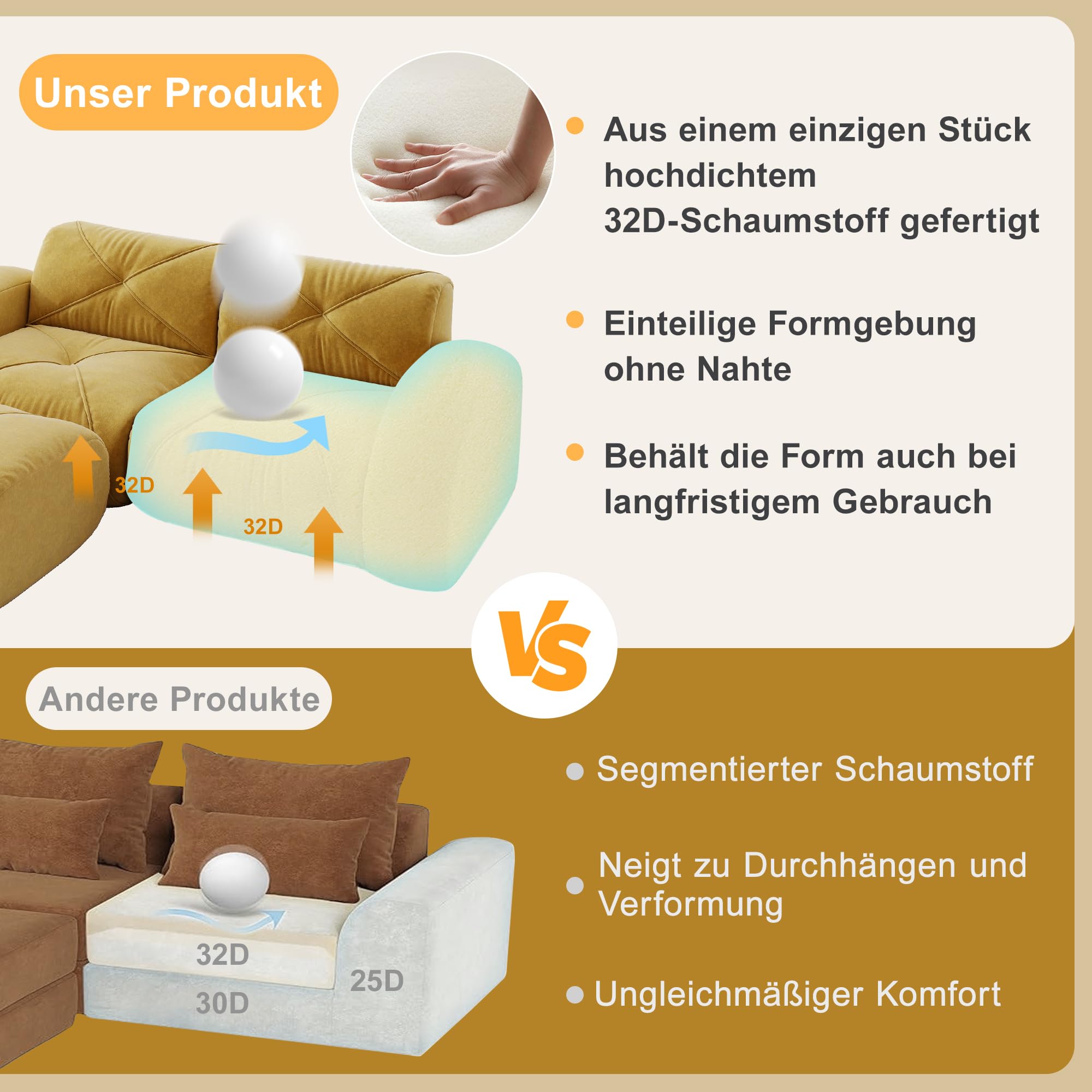 Dolamaní Canapé 3 places avec repose-pieds - Grand canapé en forme de L - En velours côtelé moderne sans cadre - Canapé compressé - Canapé chenille - Design antidérapant - Pour salon, appartement