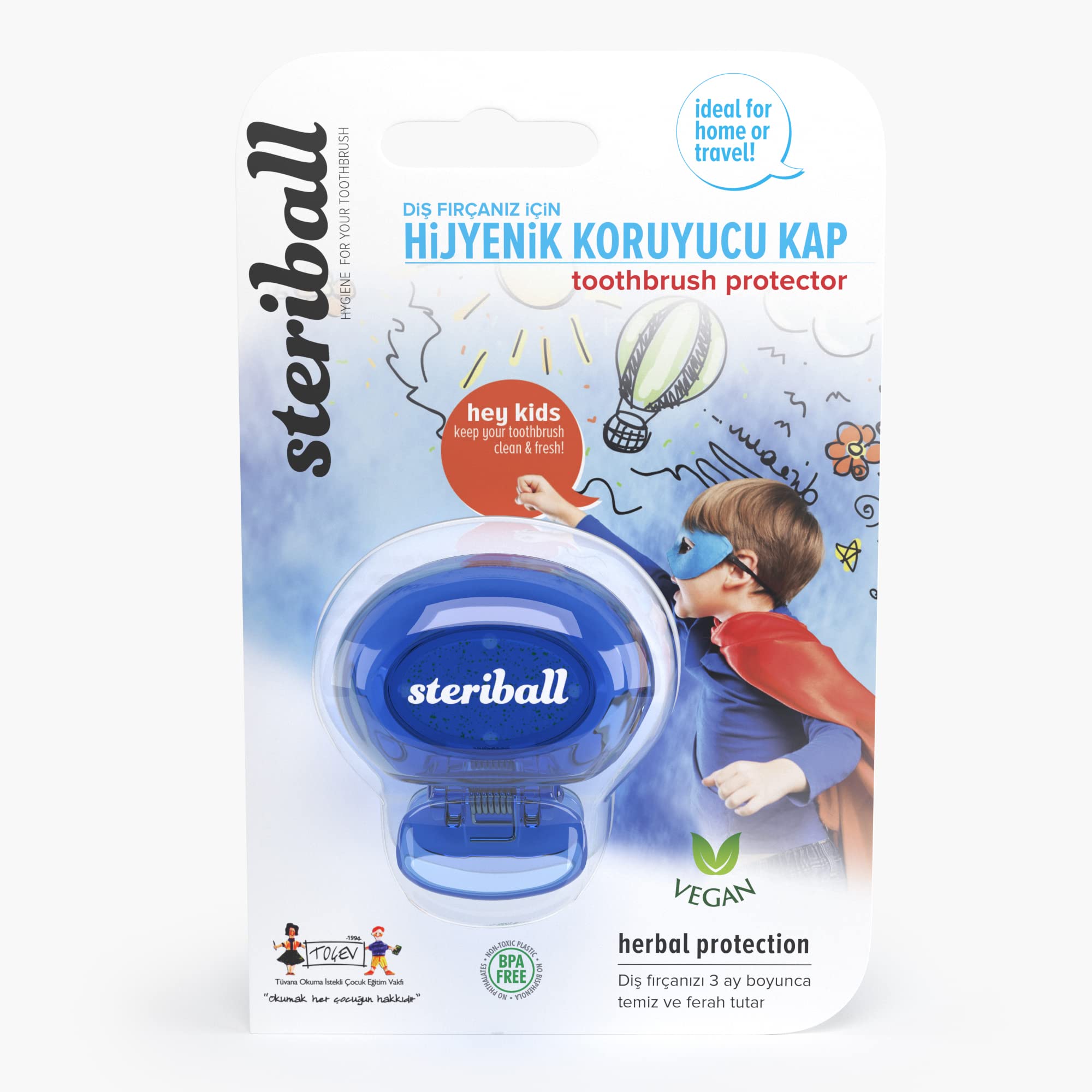 Steriball Diş Fırçası için Vegan Hijyenik Koruyucu Mavi Kap