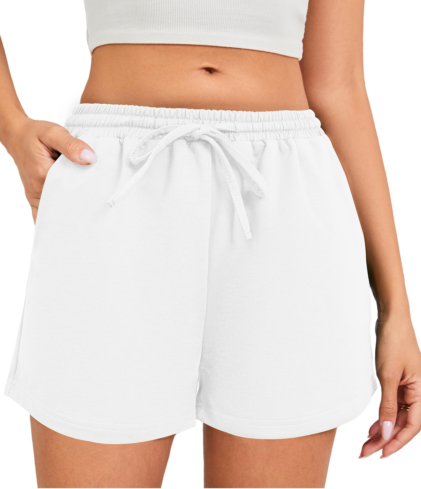 LOCUBE Lounge Shorts Women High Waisted with Pockets Drawstring Soft Summer Casual Active Wear