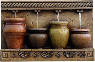 Zest Avenue Polyresin & Fiberglass Tiered Colorful Pots Wall Fountain, Multicolor, 21.5L x 5.5W x 13.9H