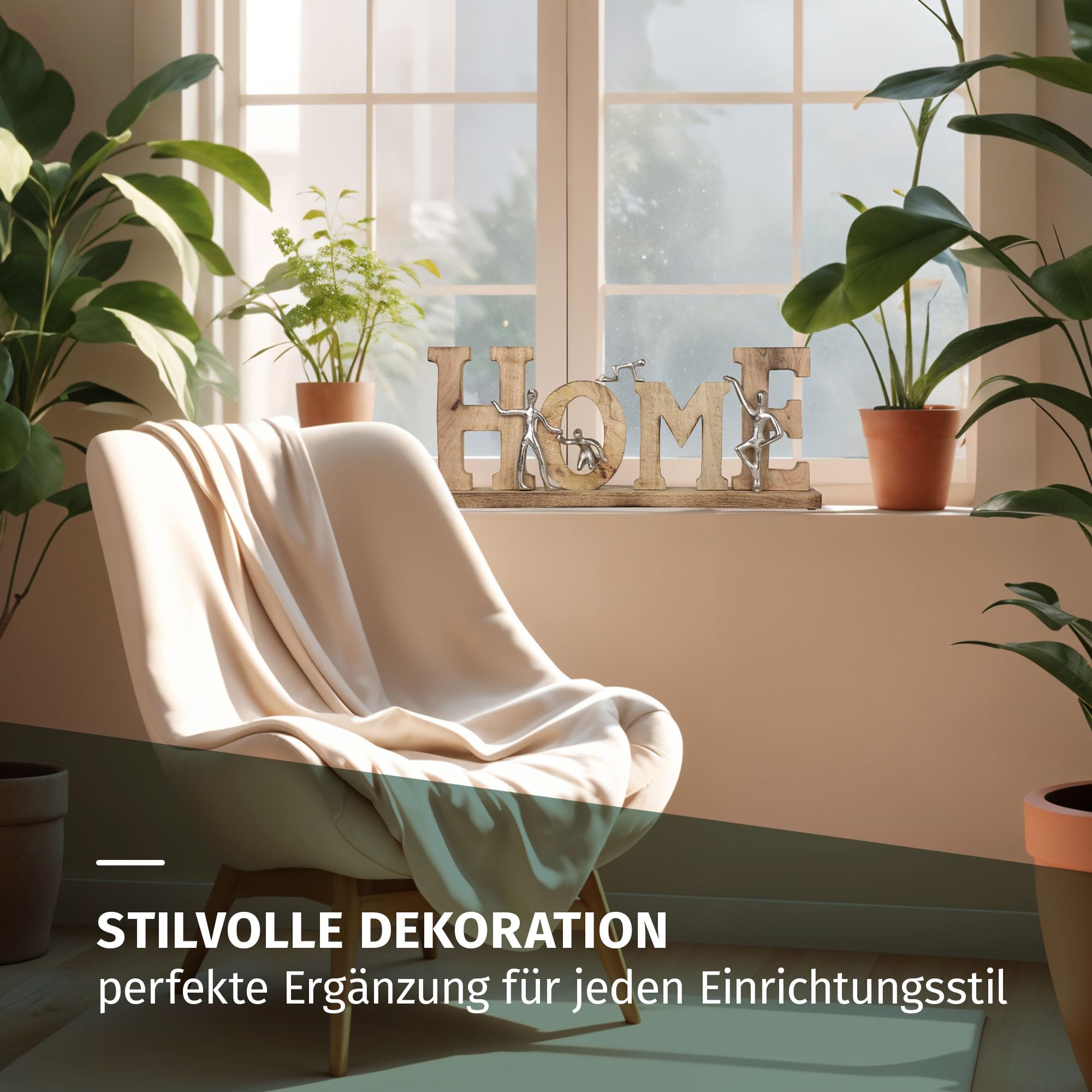 Moritz Figurka dekoracyjna Home 24 cm z drewna mango i aluminium rzeźba z figurkami symbolizuje rodzinę spójność i bezpieczeństwo, nowoczesna dekoracja, rękodzieło, obiekt dekoracyjny, salon, unikat