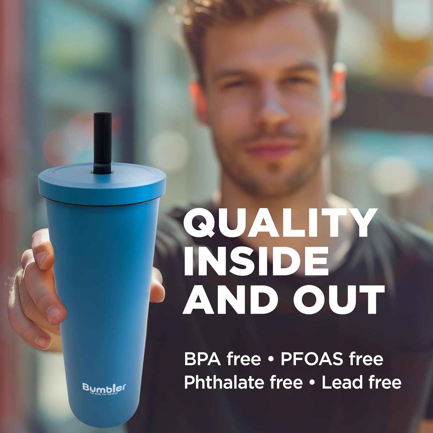 Stainless Steel Bubble Tea Cup - Bumbler 24oz Large Reusable Eco-Friendly Tumbler with Wide Soft Tip Metal Straw, Leak-Proof Lid - Perfect for Boba, Smoothies, Iced Coffee, Hot or Cold Drinks - Mint - Image 7