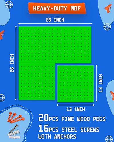 Miniatura 5 de Skywin Tablero de clavijas para organizador de almacenamiento de armas Nerf, soporte colgante compatible con todos los blasters Nerf Gun Rack
