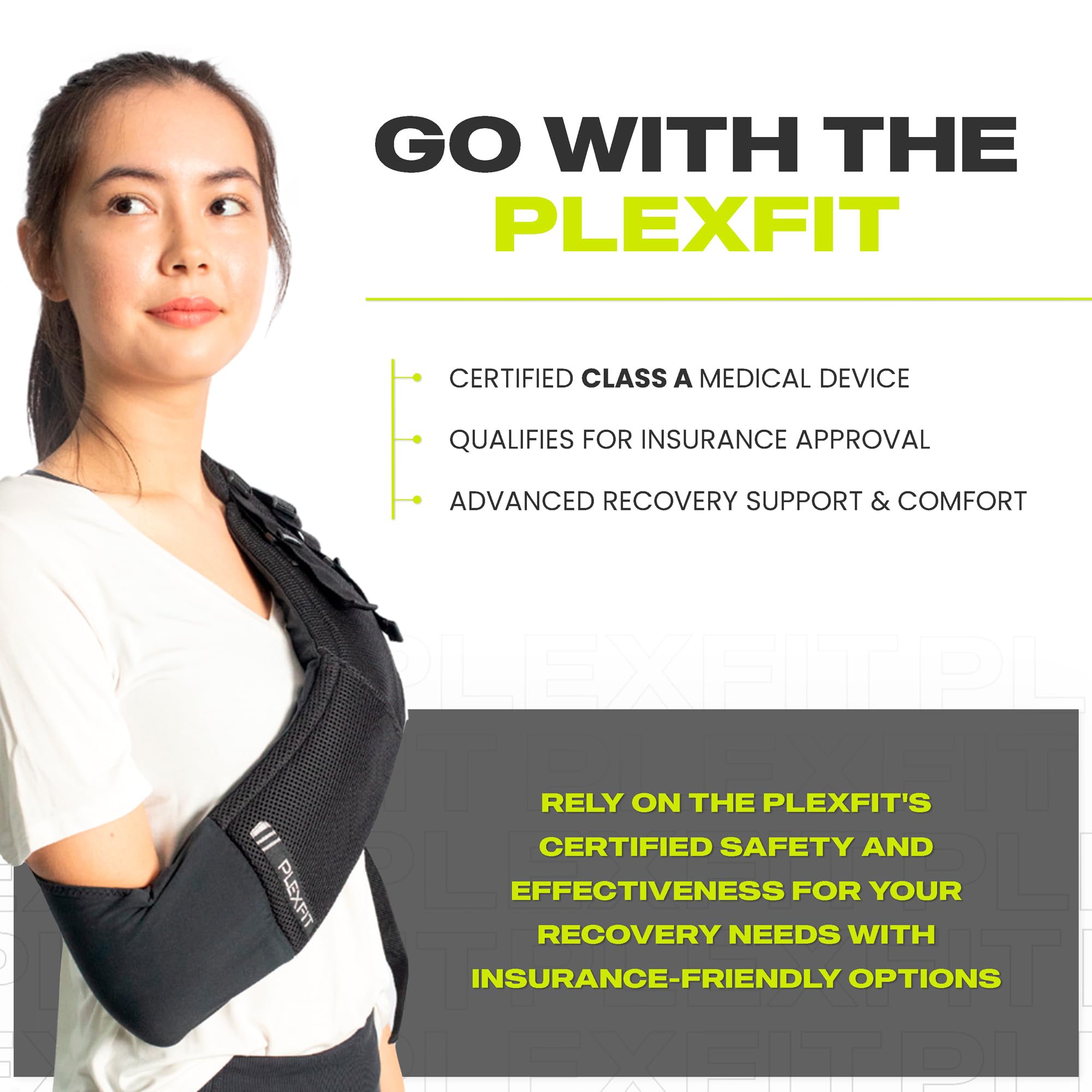Photo 1 of PLEXFIT Athletic Arm Sling Class A Medical Device - Shoulder Sling Immobilizer for Injury Support - For Elbow & Wrist Too - Men & Women (Large Right, Black)