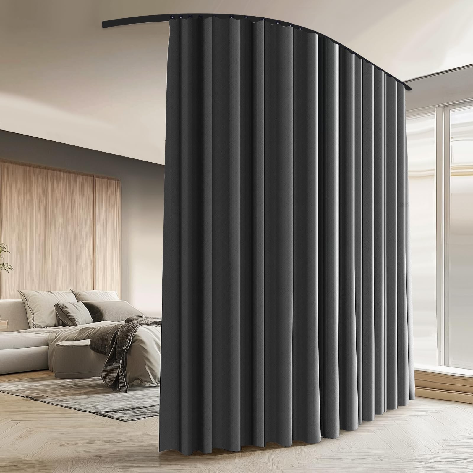 Room Divider Curtains with Ceiling Curtain Track Set Window Curtain for Bedroom,Living Room Total Blackout Thermal Insulated Privacy Ceiling Track