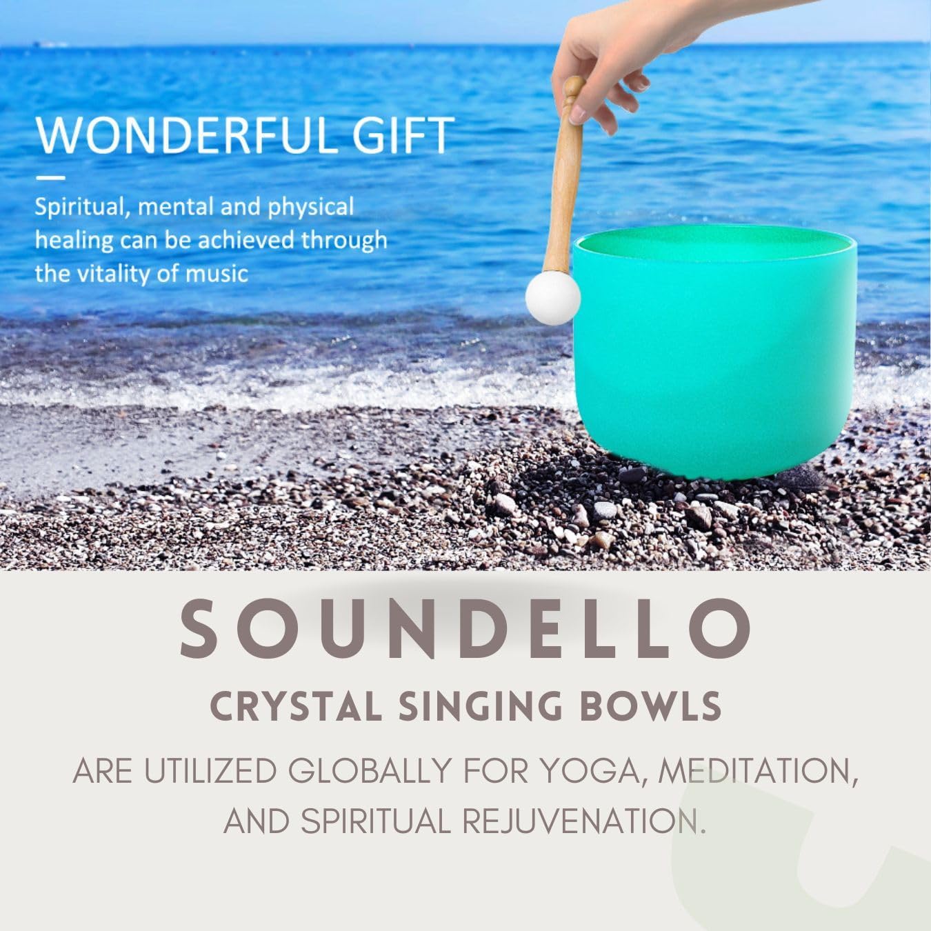 10 Inch 432hz Green F Note Heart Chakra Quartz Crystal Singing Bowl, for Healing Mindfulness Meditation Yoga Sound Baths, with Case Rubber Mallet