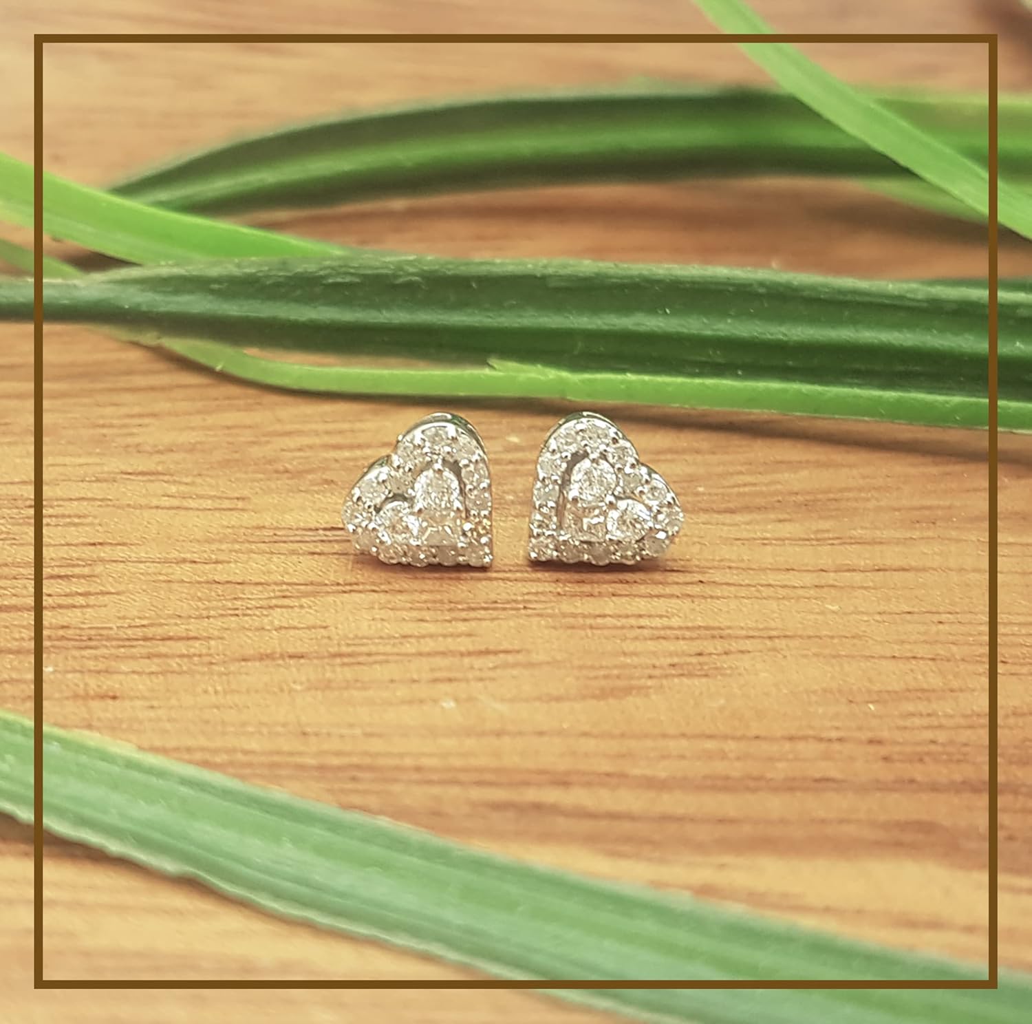 Dazzlingrock Collection Princess & Round White Diamond Minimalistic Enamel Heart Stud Earrings for Women (0.55 ctw, Color I-J, Clarity I1-I3) in Gold
