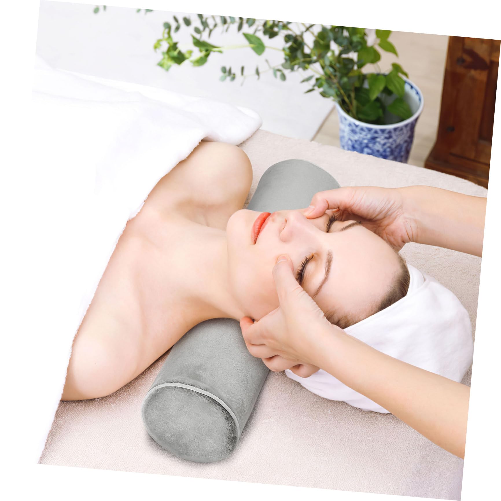 BESPORTBLE Oreiller Ergonomique Cervical Cylindrique en Mousse À Mémoire De Forme 17"X4" pour Voyage Et Soutien du Cou Coussin De Cale pour Fauteuil Et Lit