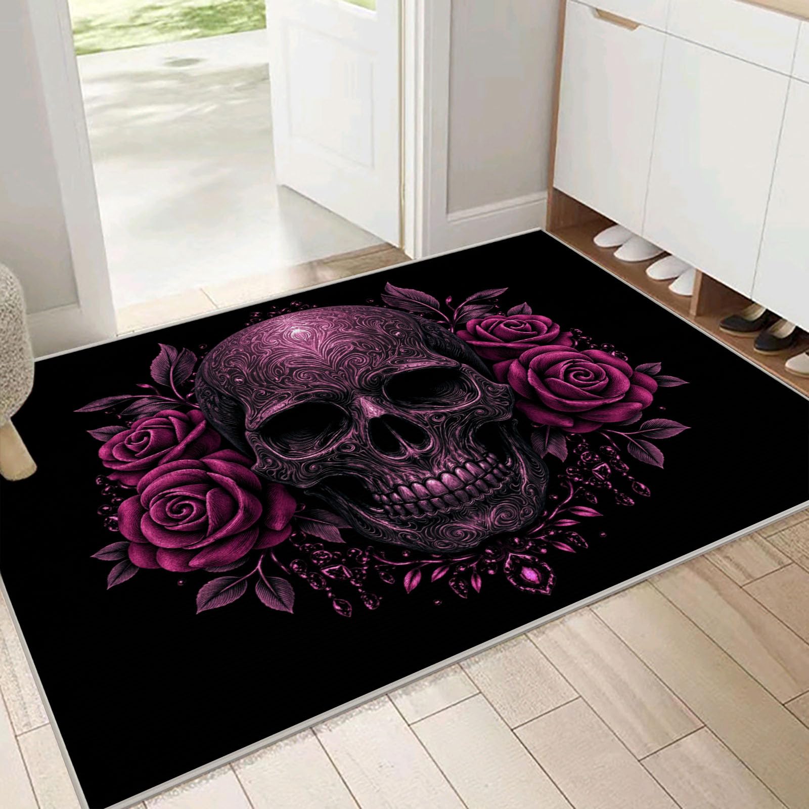 Tapis style gothique violet pour sécuriser et décorer votre salle de bain