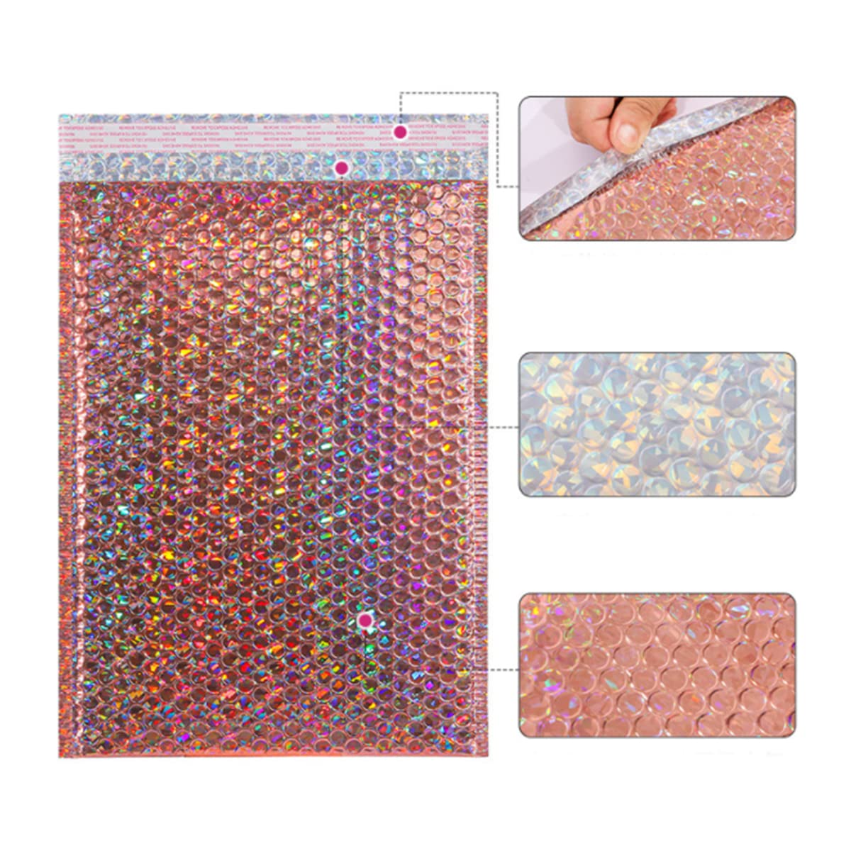 40 Pezzi Buste Imbottite Autosigillanti in Polietilene - Metalliche Con Imbottitura Olografica - Sacchetti Poly Bubble Per Spedizione e Imballaggio