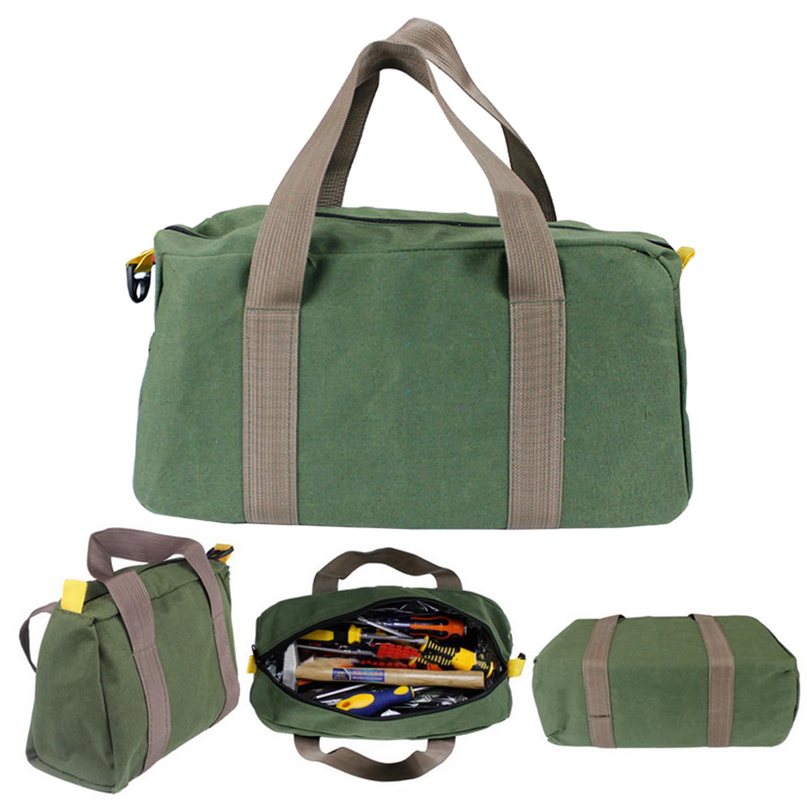 Canvas Tool Bag with Zipper Heavy Duty Canvas Portable Tool Storage Bag Wrench Screwdriver Organizer Pouch Toolkit Green
