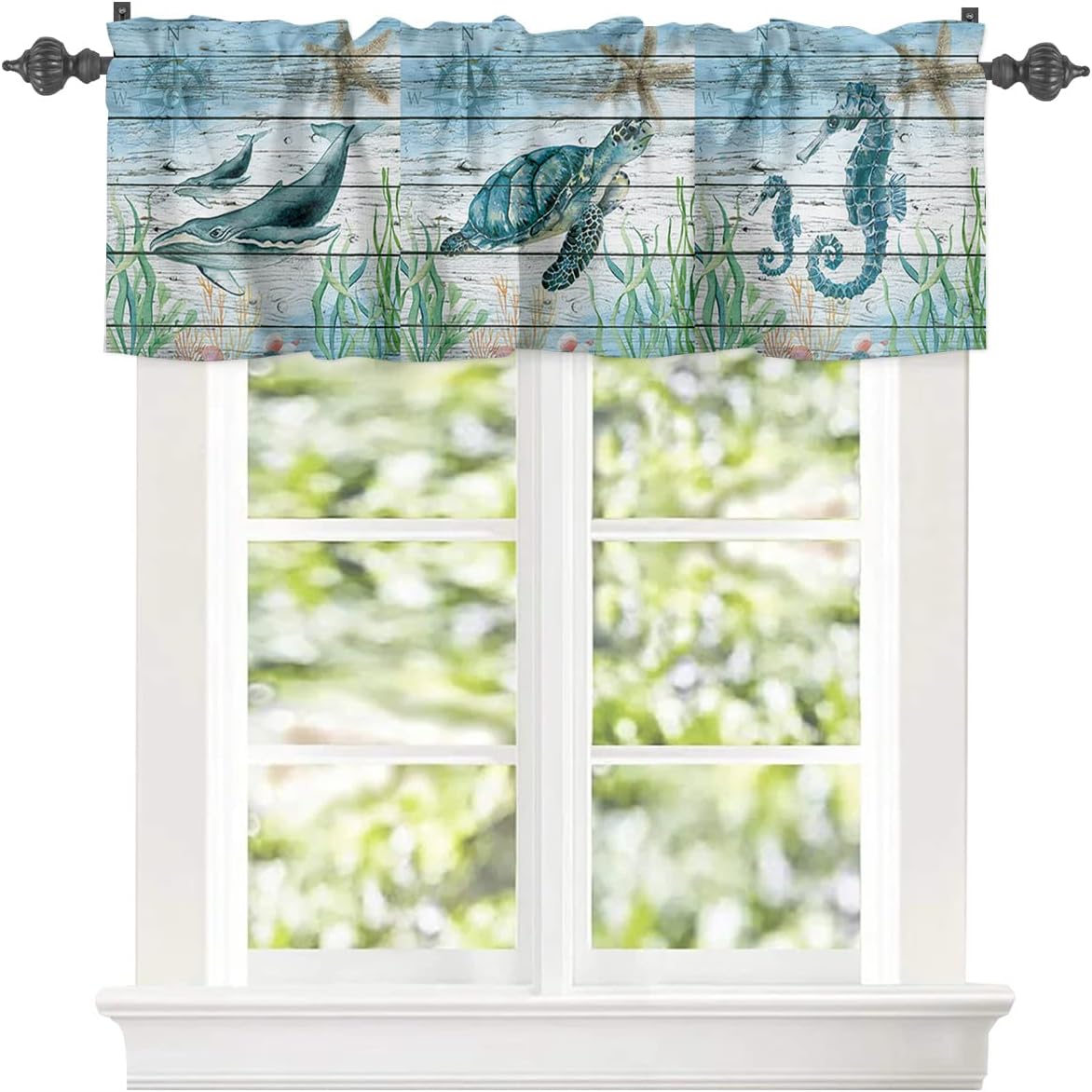 WARM TOUR Marine Theme Sealife Window Valance Curtains Sea