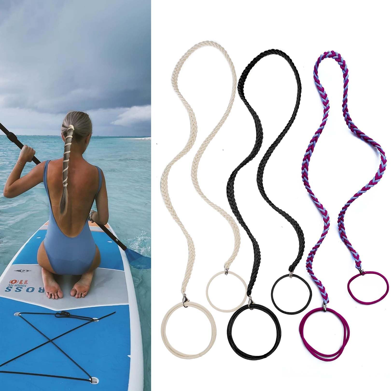 Spiral Hair Tie Sprots Ponytail Holders, 3 Packs 25" Elastic Braided Hair Ties No Tangled, Pony Tail Wrap for Long Hair for Gym, Swimming, Diving