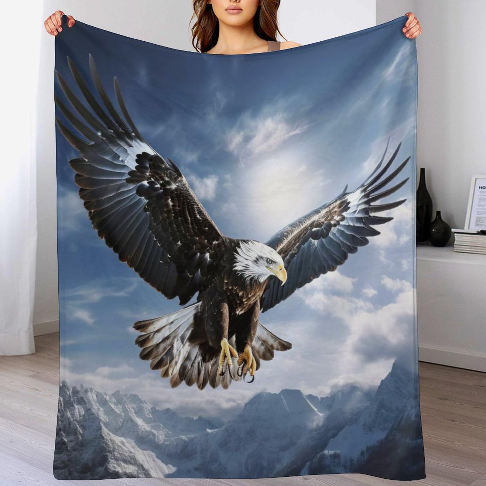 Plaid couverture de aigle en polaire douce pour réchauffer vos nuits fraîches