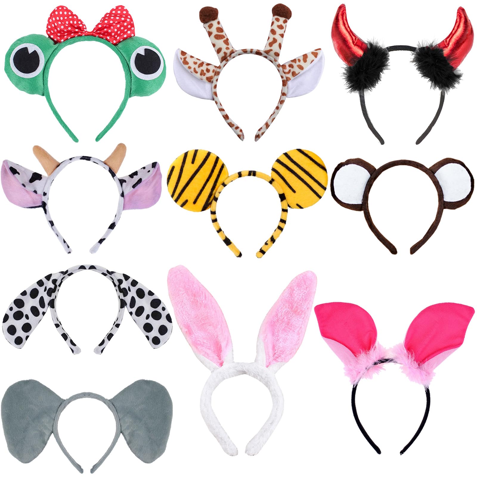 10 Pièces Serre Tete Enfant, Bandeau Animaux, Serre Tete Halloween Enfant Fête à Thème D'anniversaire de Carnaval Bandeau Cosplay Animaux pour Enfants et Adultes