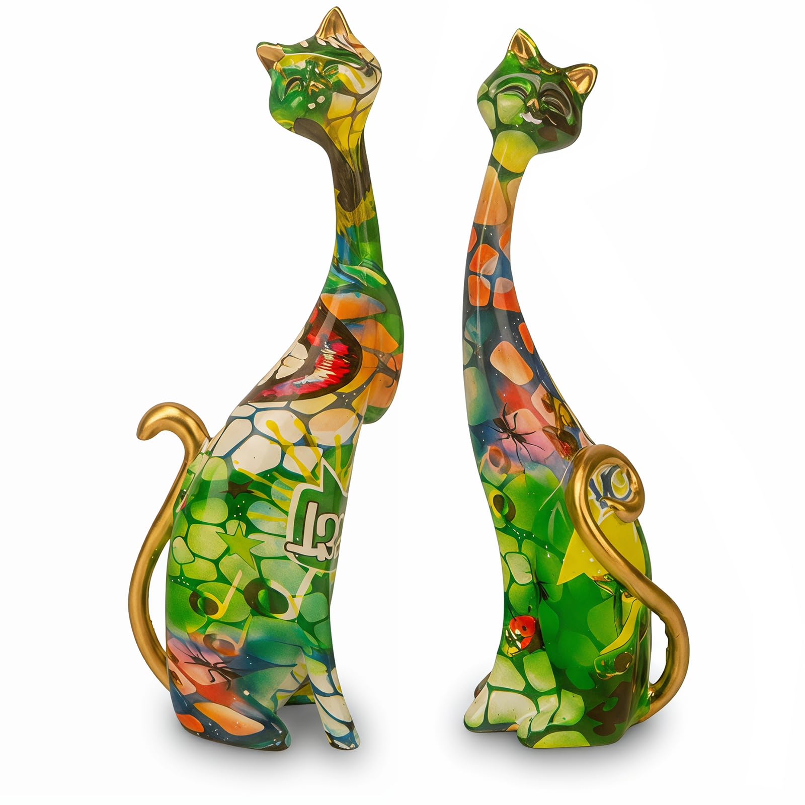 masteymoh Egyptian Resin Cat Statues, Minimalist Resin Cat Figurines, Abstract Style Cat Sculptures for Table Decoration (KY162) โ image 1