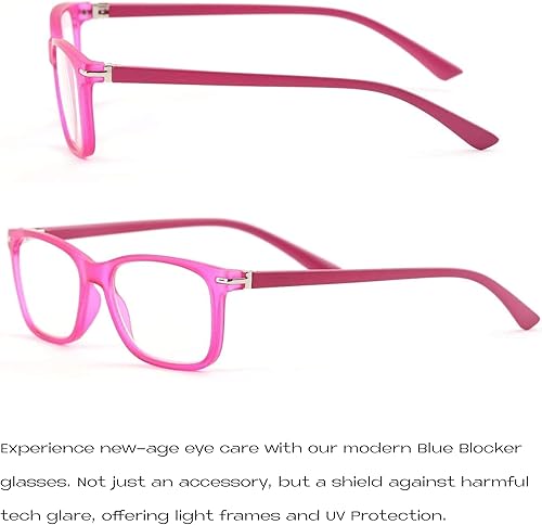 Miniatura 3 de Readerest - Anteojos de lectura con bloqueo de luz azul (rosados, aumento de 0.50), para computadora, con lente reflectante fina, antirreflejo, para