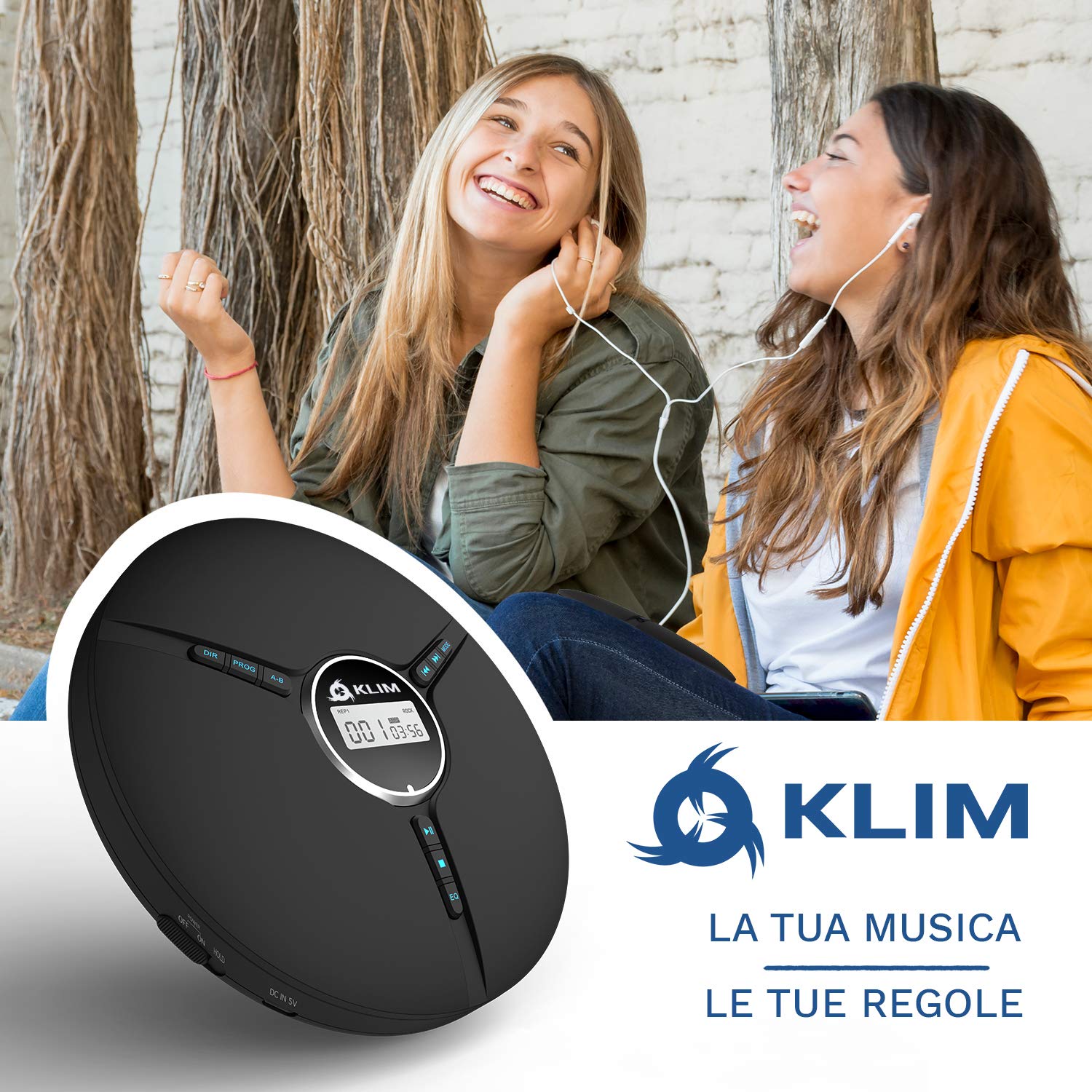 KLIM Discman – Lettore CD portatile con batteria interna ricaricabile + Auricolari KLIM Fusion – compatto, personale, compatibile con CDR, CDRW ed MP3, CD Walkman - NUOVO - Nero