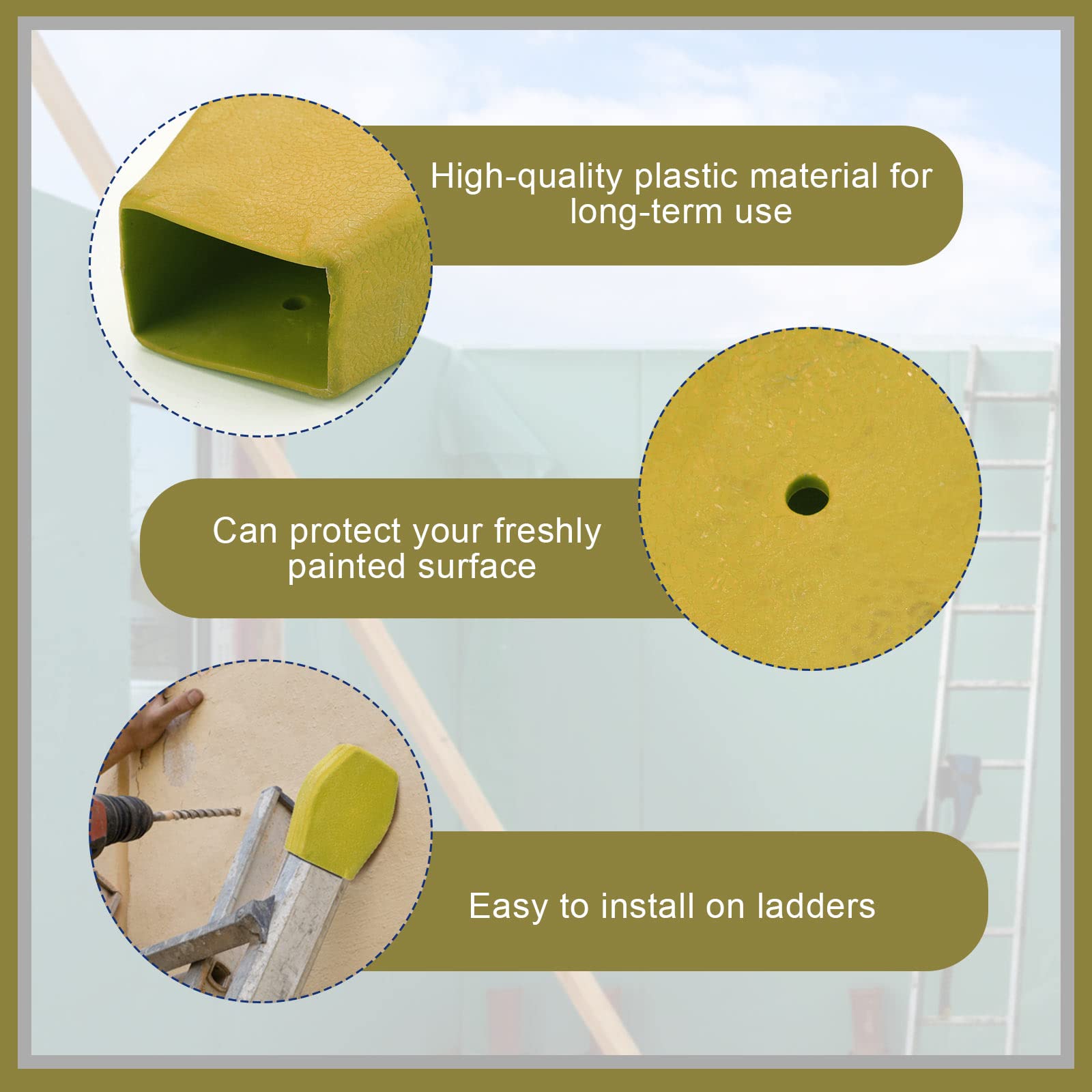 4 Pieces Extension Ladder Covers Rubber Ladder Safety Covers Ladder Pads for Replacement Extension Ladder Accessories (Yellow)