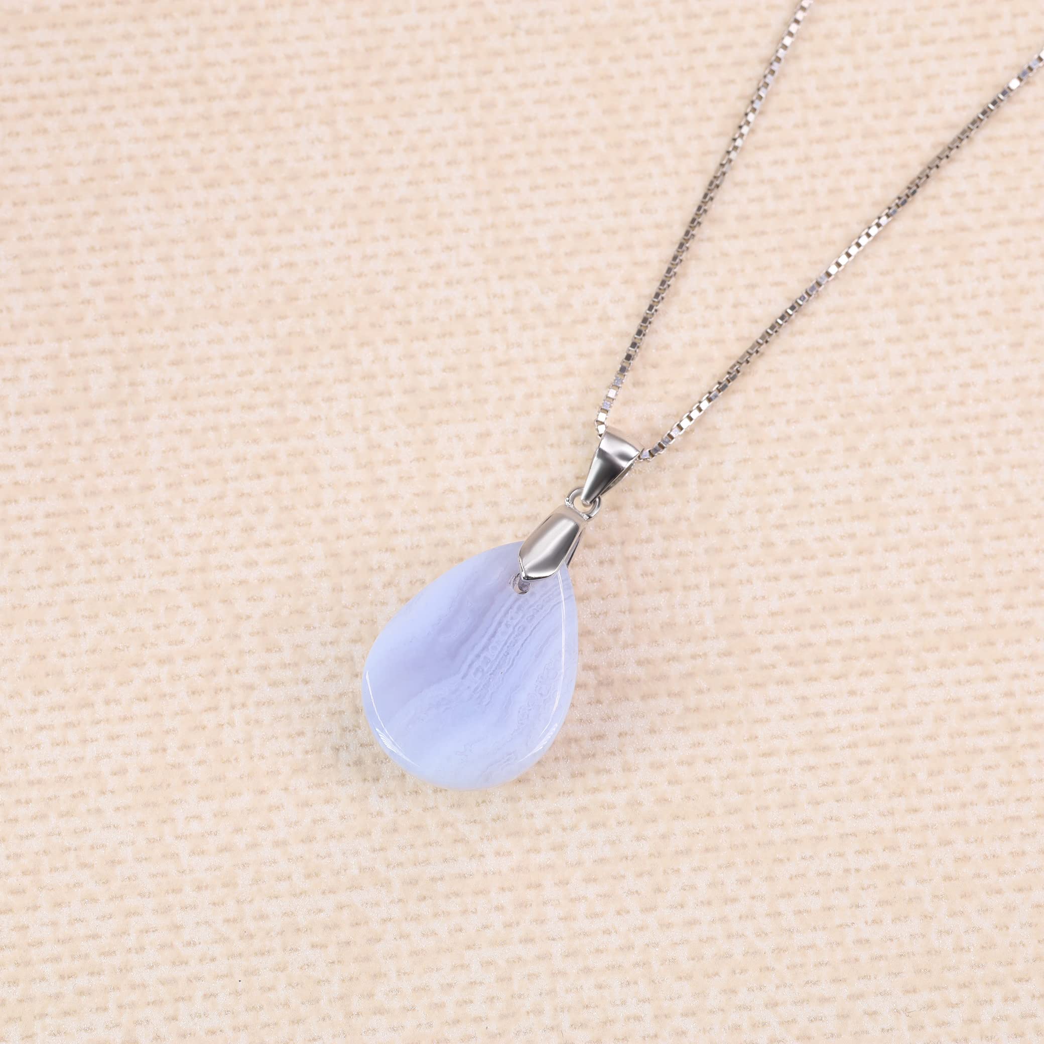 COAI Collana da Donna in Argento Sterling 925 con Ciondolo Goccia in Pietre Naturali
