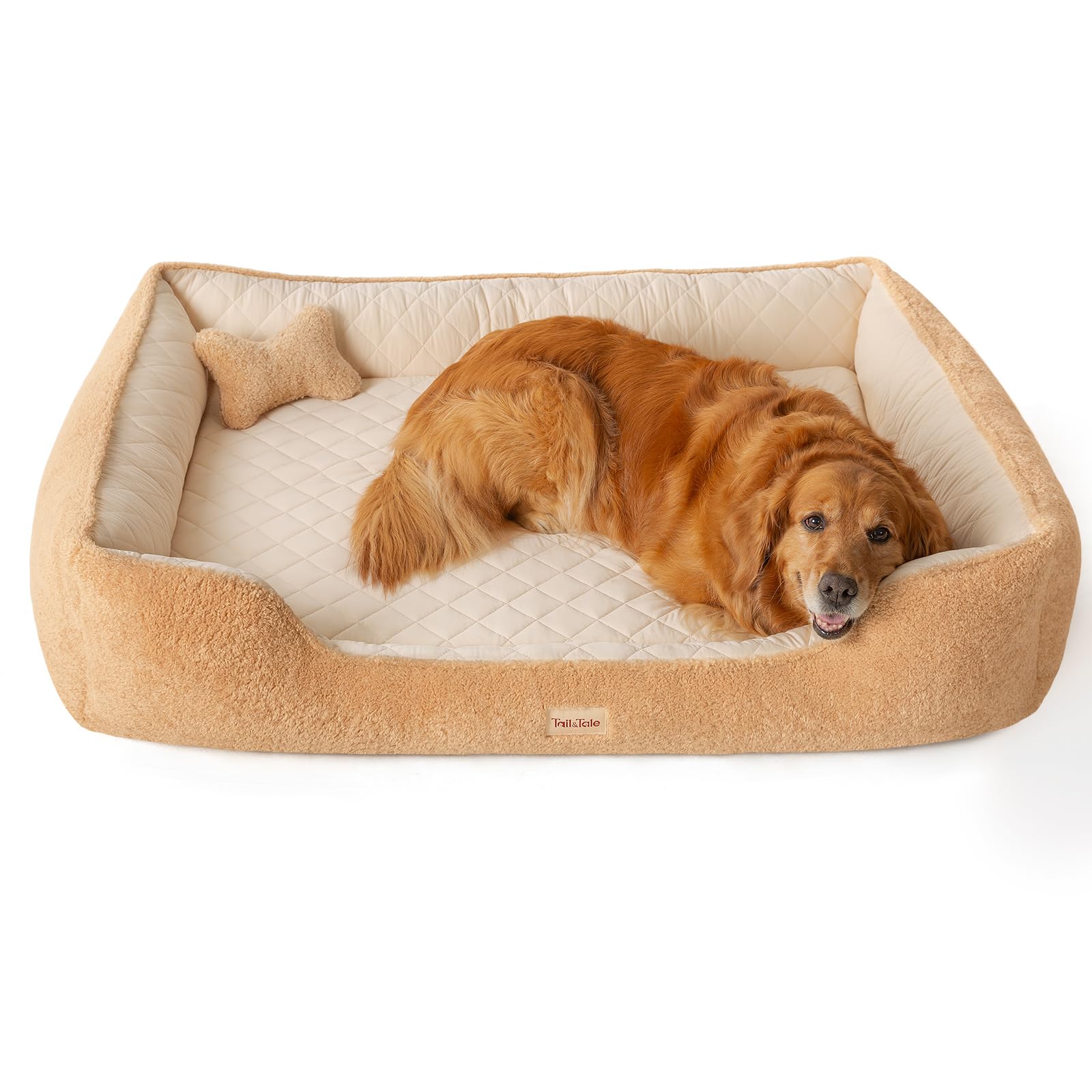 Cooling Orthopedic Dog Beds Large Sized Dogs - Memory Foam for Joint Pain & Arthritis, Big Dog Couch w/Washable Removable Cover & Waterproof Liner, Pet Bed w/Raised Bolster & Non-Slip Base