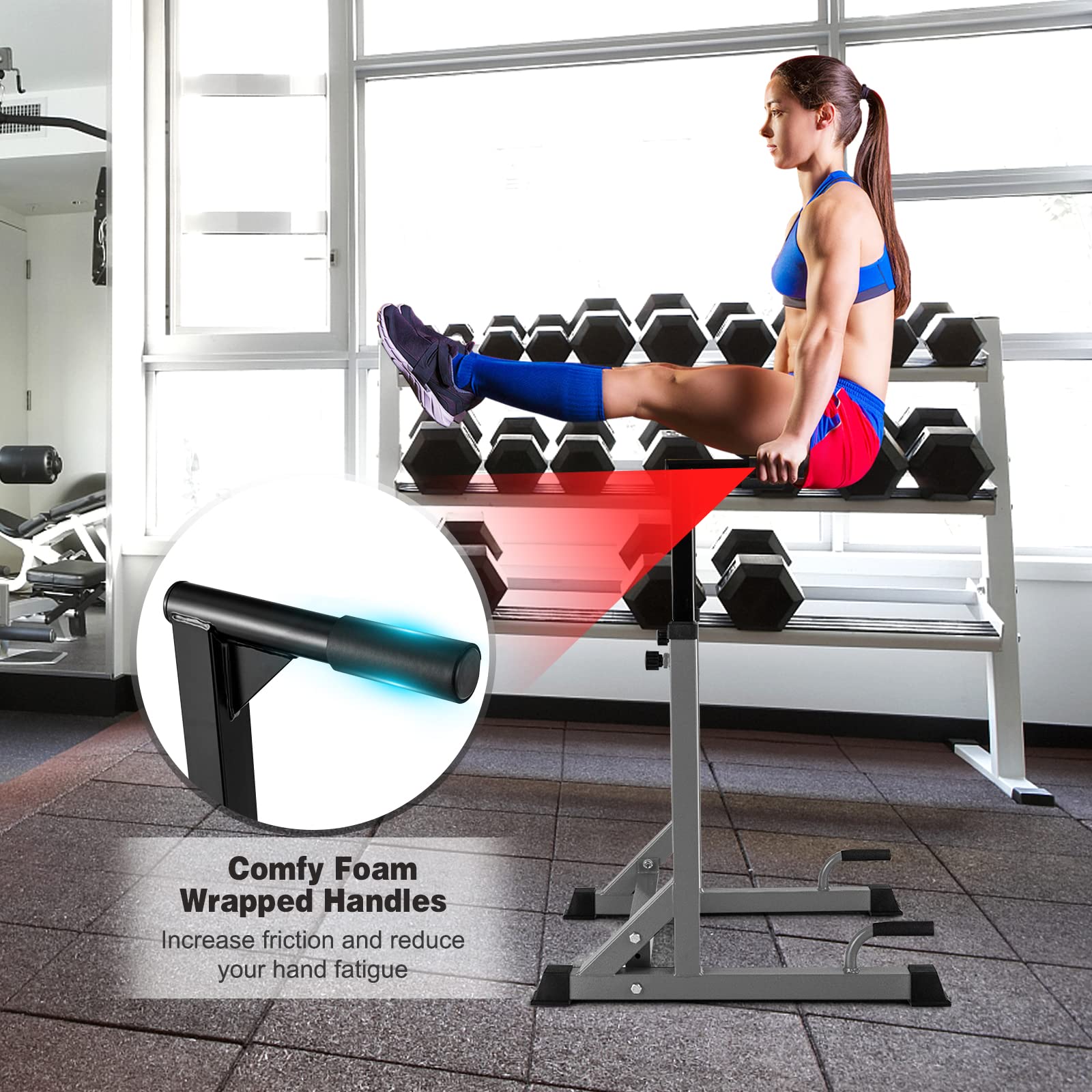 Costway Adjustable Dip Bar Portable Pull Up Dip Station 10