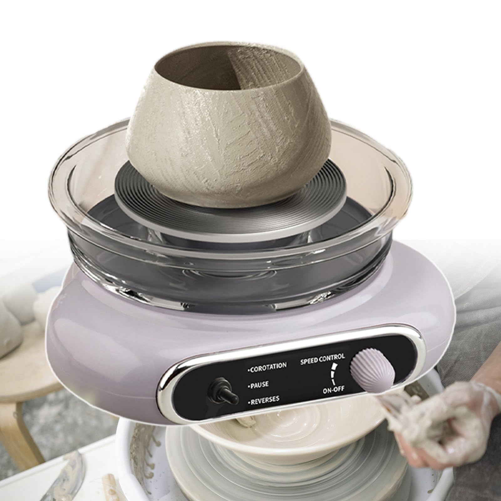 Elektryczne koło garncarskie – ceramiczna gramofon z 8 narzędziami do rzeźbienia i 2 szczotkami, zdejmowany gramofon, bezstopniowa regulacja prędkości
