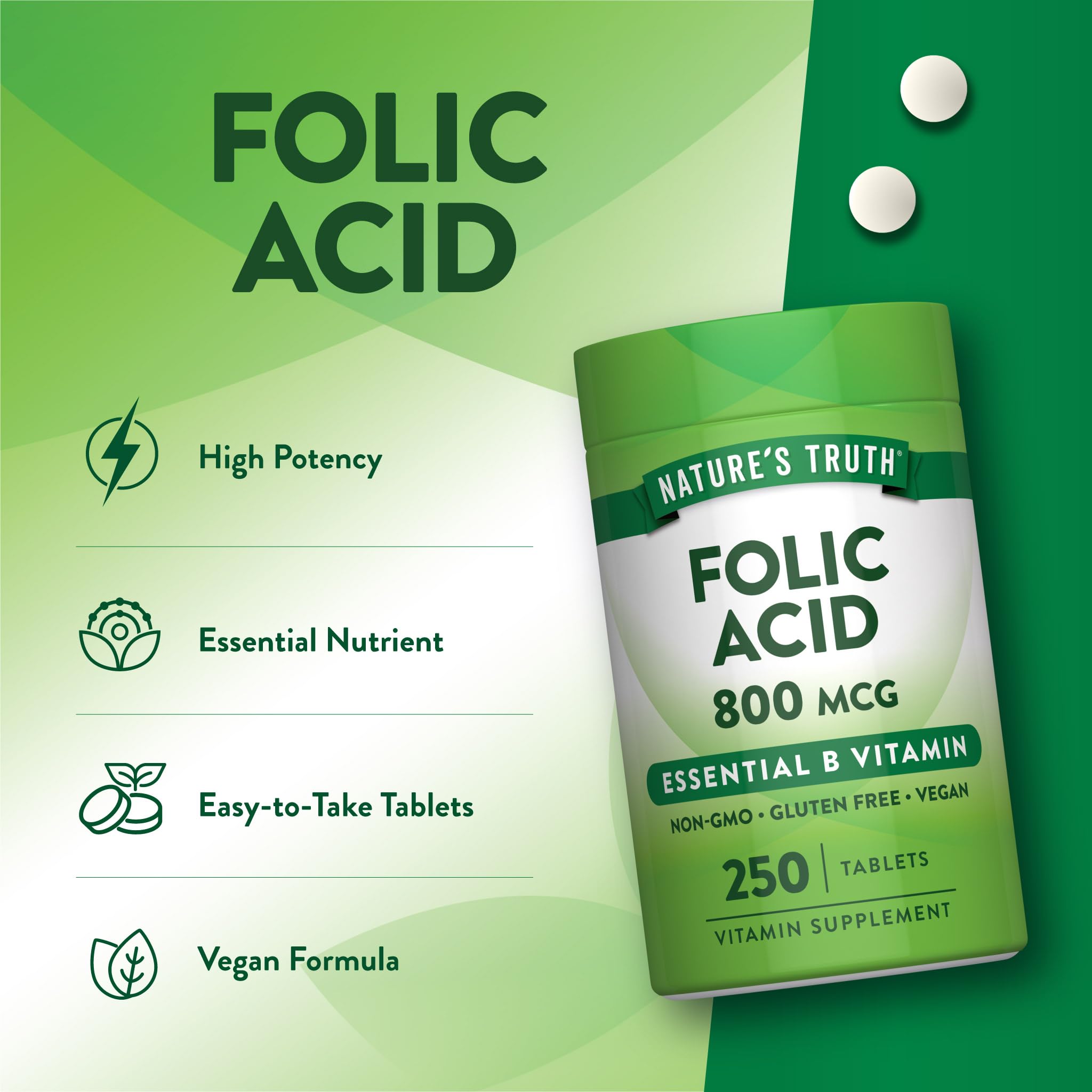 Nature's Truth Folic Acid | 800 mcg | 250 Tablets — Amazon image 5