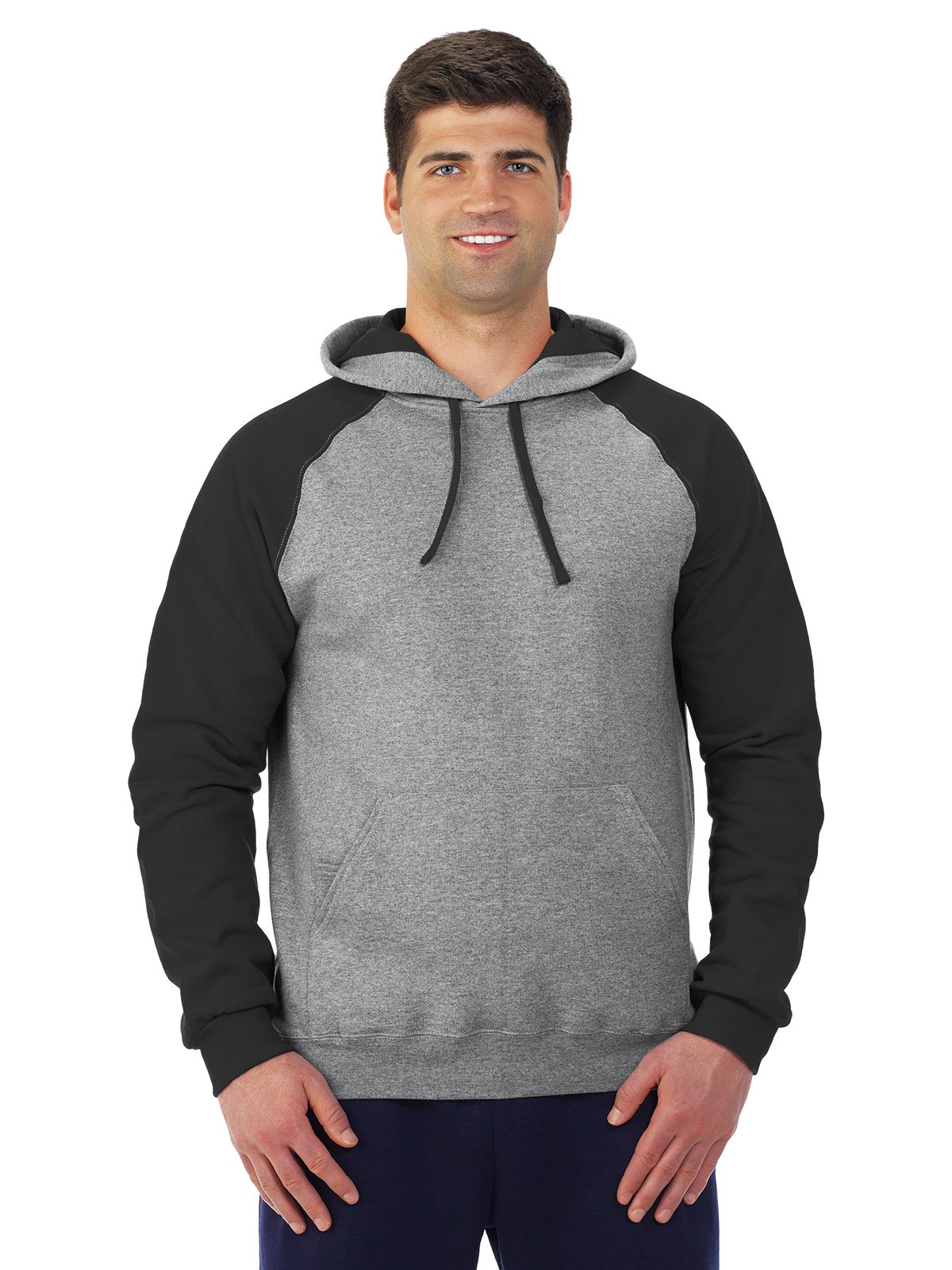 Jerzees NuBlend Men's 8 oz 50/50 Colorblock Raglan Hooded Sweatshirt