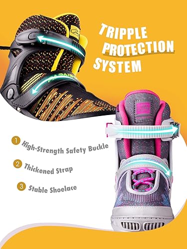 Miniatura 5 de PAPAISON Patines en línea para niños y niñas con ruedas de luz completa, patines iluminadores ajustables para principiantes para niños, jóvenes,