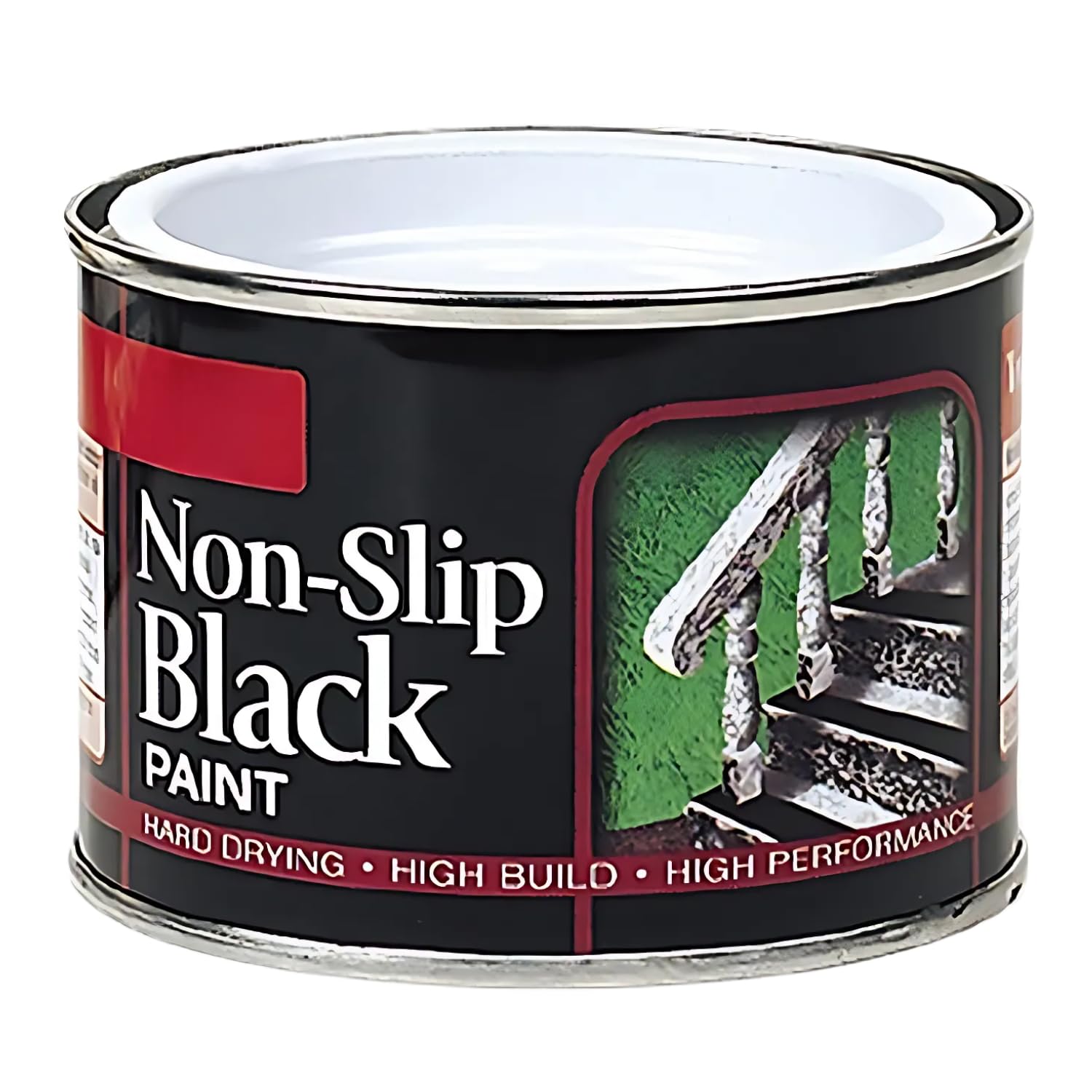 Inspired Essentials 180ml Non Drip Paint Tin Exterior Interior Hard Drying Performance Multi-Purpose Paint Tin for Metal, Wood, Plastic, Walls with Perfect Finish (1, Non-Slip Black Matt) โ image 1