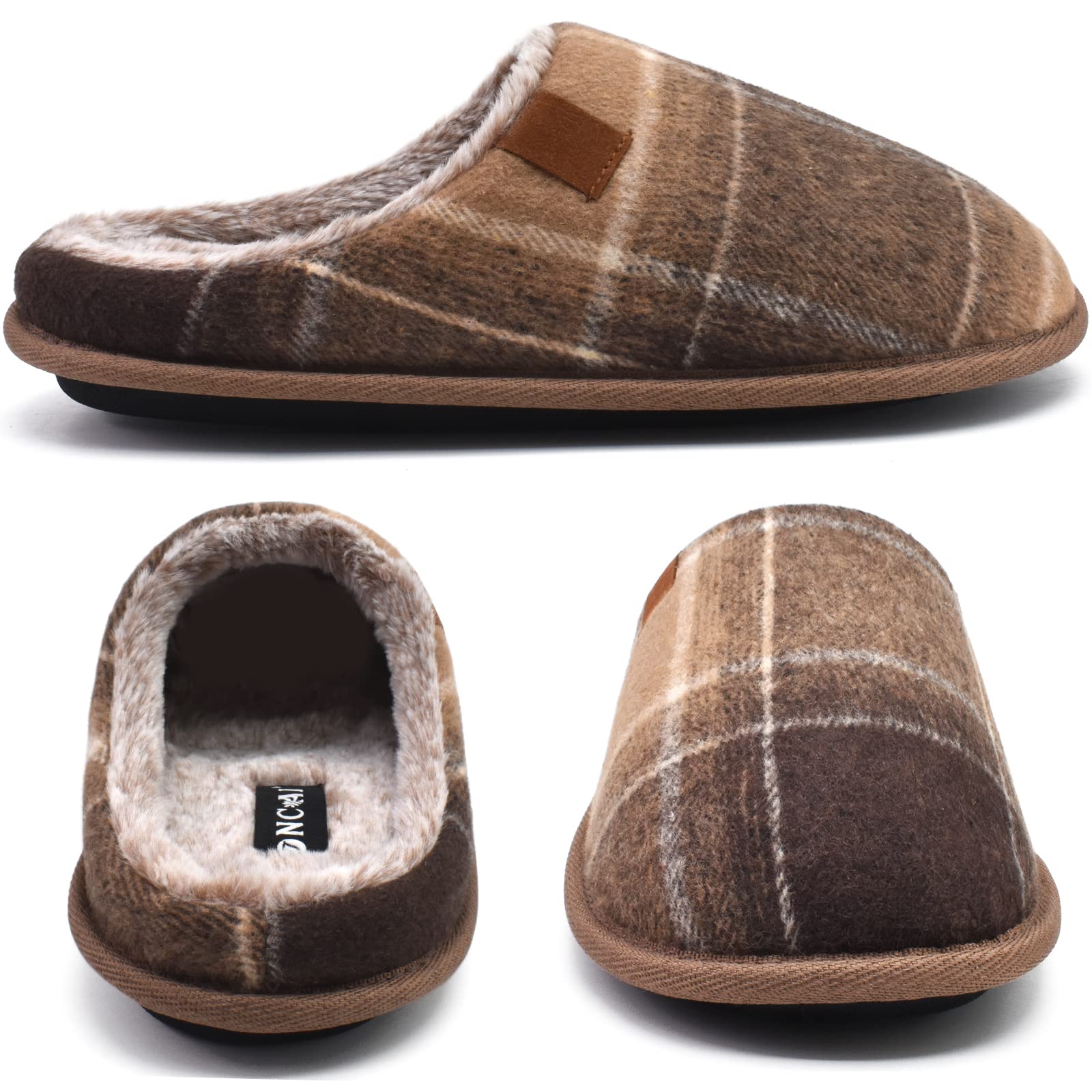 ONCAI Pantofole da Uomo Invernali, Comoda Memory Foam Calde Scarpe da Casa in Lana Con Suola Antiscivolo Taglia 40-49 EU