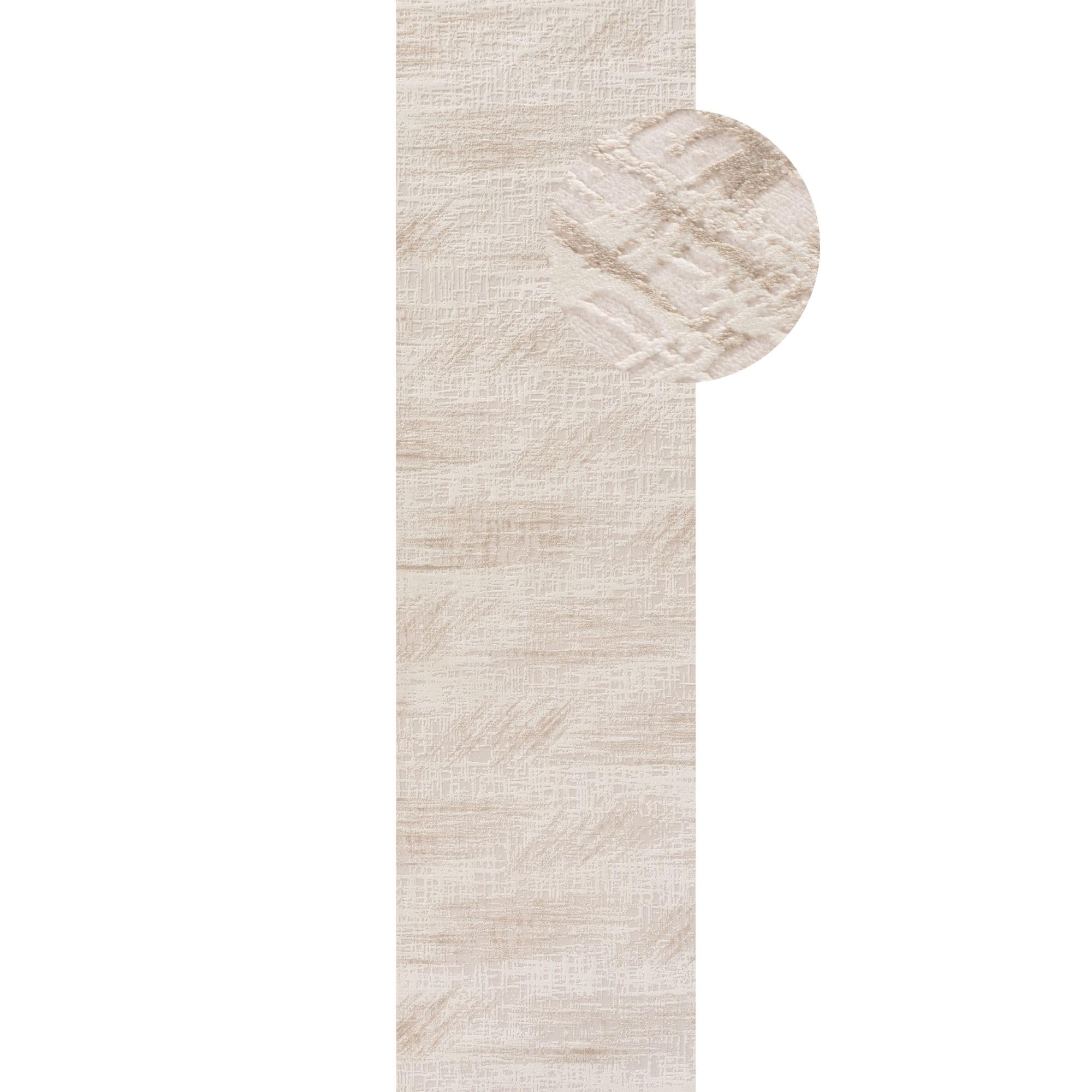 THE RUGS Carmel Abstract Area Rug Runner Soft Pile Living Room Bedroom in Beige | Size: 80cm x 300cm