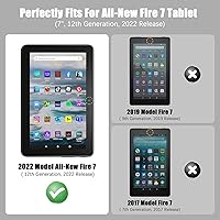 Vista 2 de Funda para tablet Kindle Fire 7 (12ª generación, versión 2022) último modelo de 7 pulgadas, funda delgada de piel sintética con soporte para tarjeta