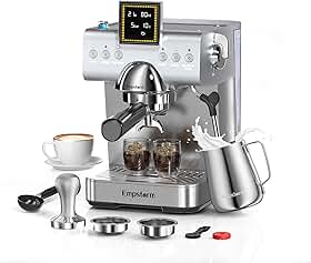 Empstorm Máquina De Café Expresso Profissional Com 20 Bares, Infusão Fria E Quente, Cappuccino Vaporizador Leite, Aço Inoxidável Para Casa Escritório