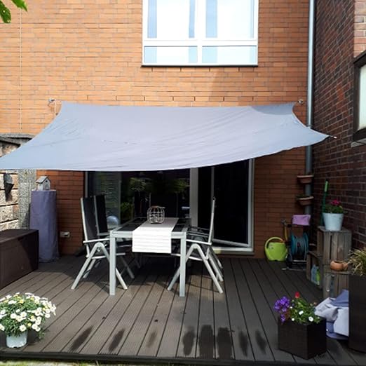 Amazon Co Jp 日除け シェード Uvカット サンシェード 庭長方形高い耐久性 シェード セイル オーニング テント撥水日除けシェード サンシェード ウッドデッキ ベランダ 廊下 庭下 日除け用 ひよけシェード 固定キット Size 4x8m Color グレー Diy 工具 ガーデン