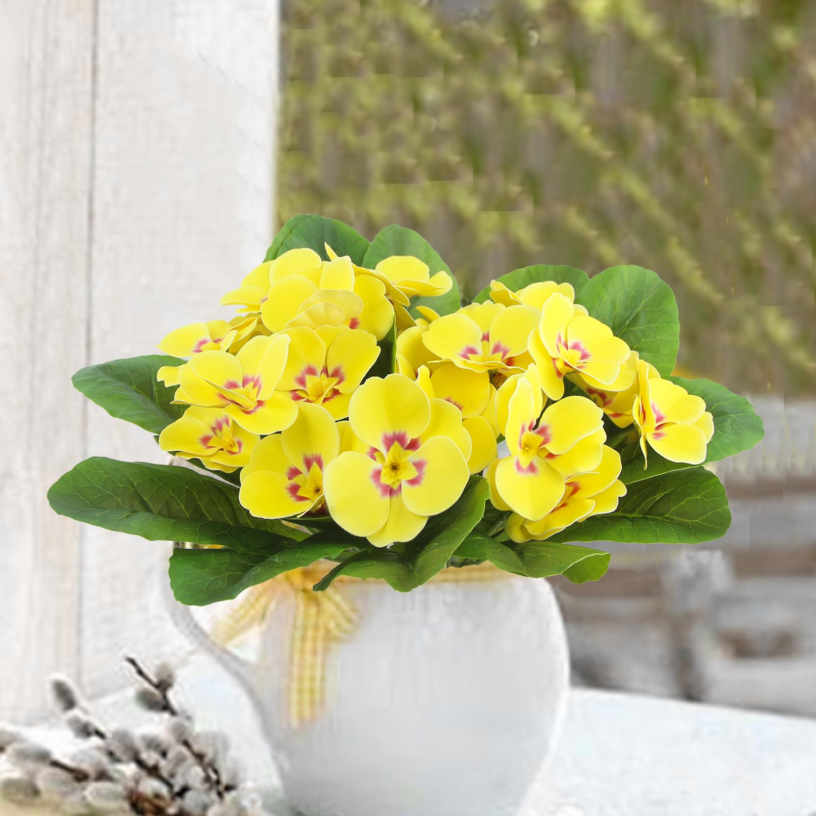 CITYES 4 x künstliche Blumen, Frühlingsblumen, gelb