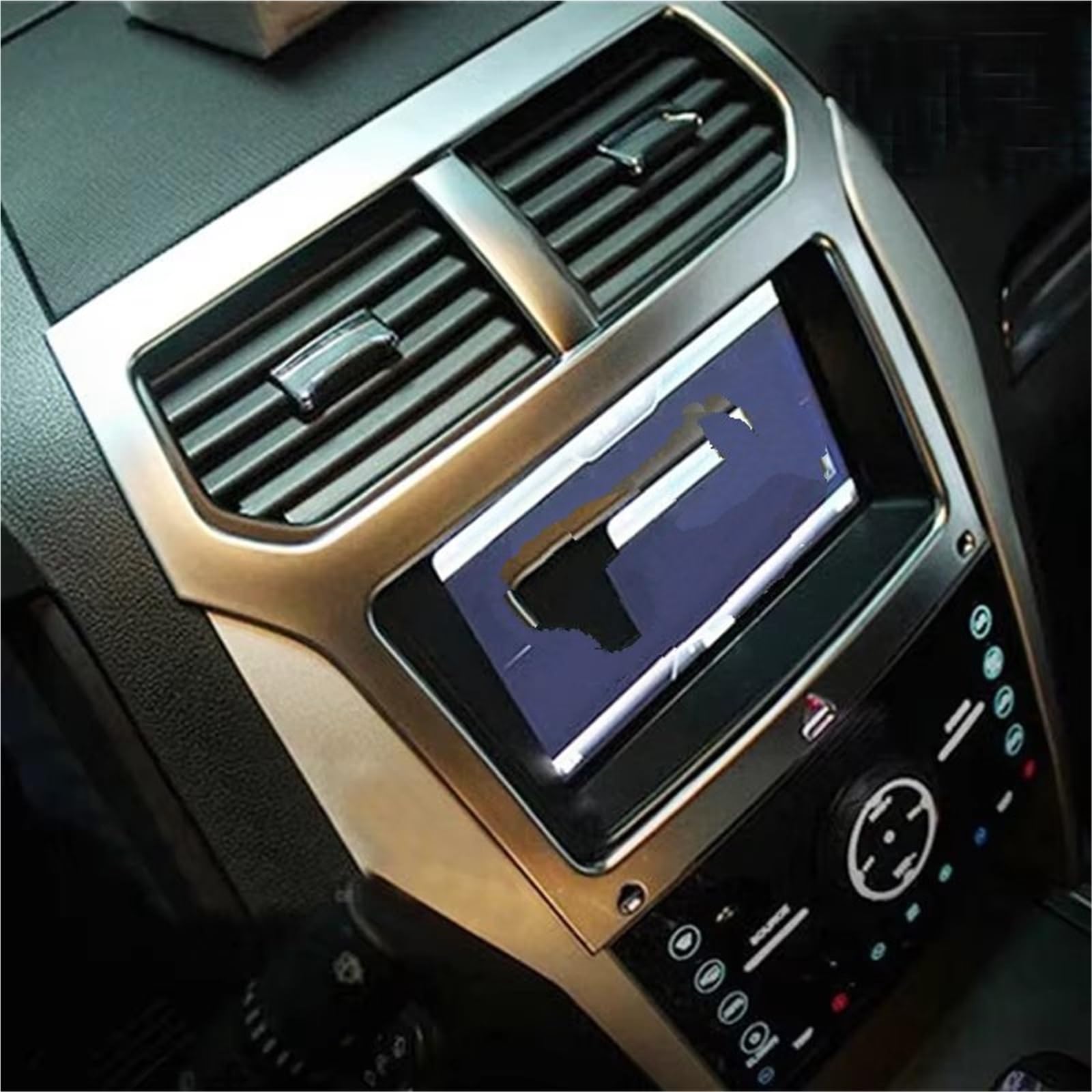Rivestimento Centrale Compatibile Con Ford Per Explorer U502 2011-2019 Car Styling Console Centrale Di Navigazione GPS Cornice Decorativa Della Copertura Trim Adesivo