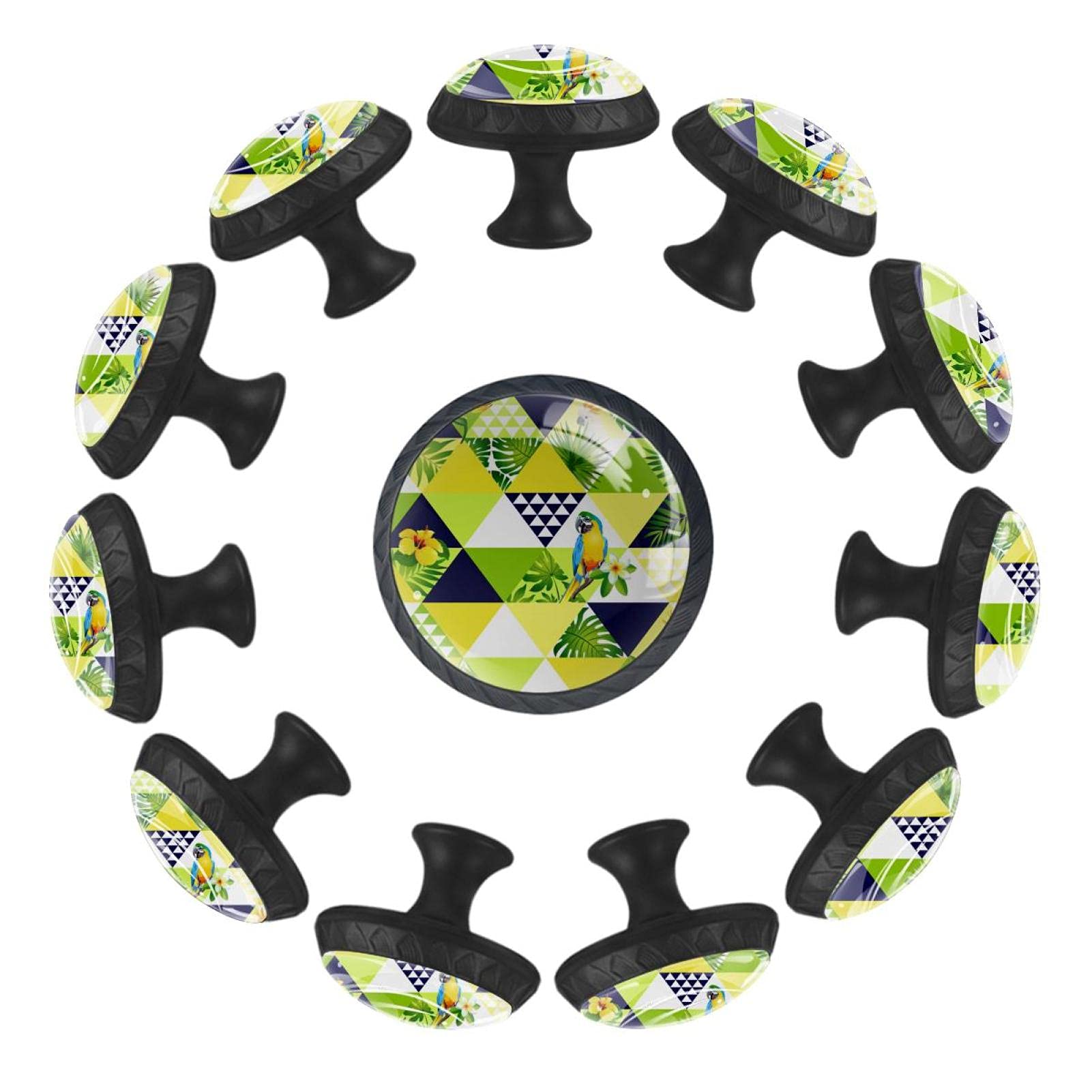 Boutons de tiroir perroquet et feuilles au design rond de 35 mm pour mobilier
