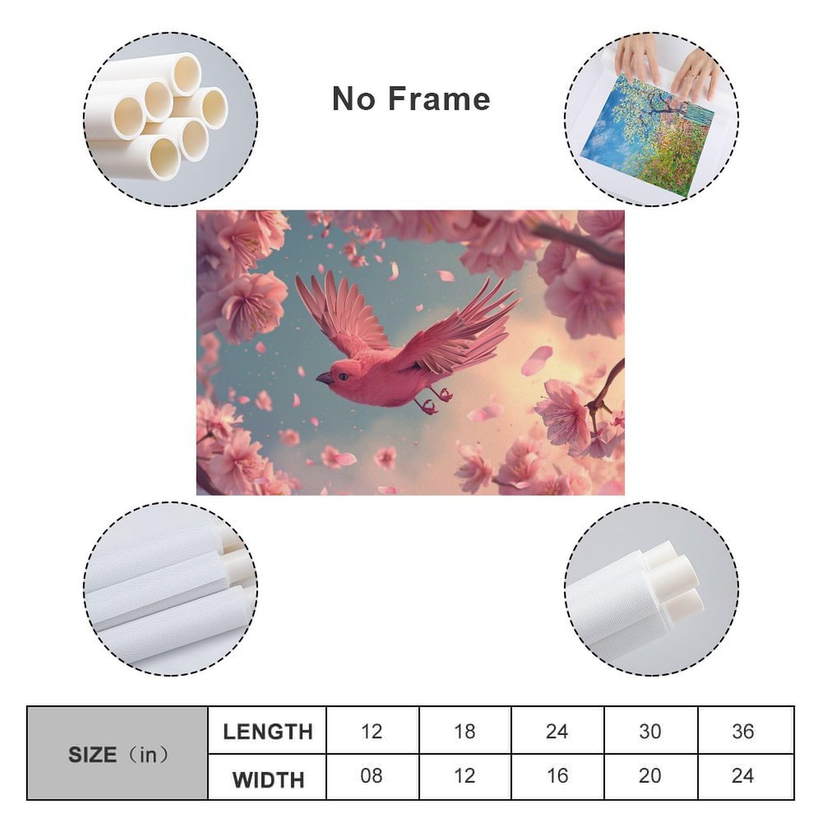 Amazon.co.jp: 絵画 ピンクの鳥と桜インテリア 絵画 かわいい面白い