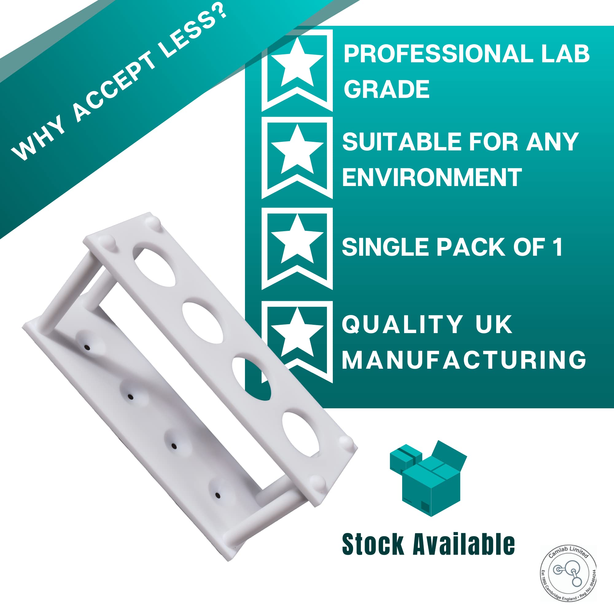 Labsales,Estante de PTFE sólido para tubos de centrífuga y tubos de ensayo, varios tamaños y tamaños de tubo disponibles, paquete de 1 (4 tubos – 30 mm de diámetro)
