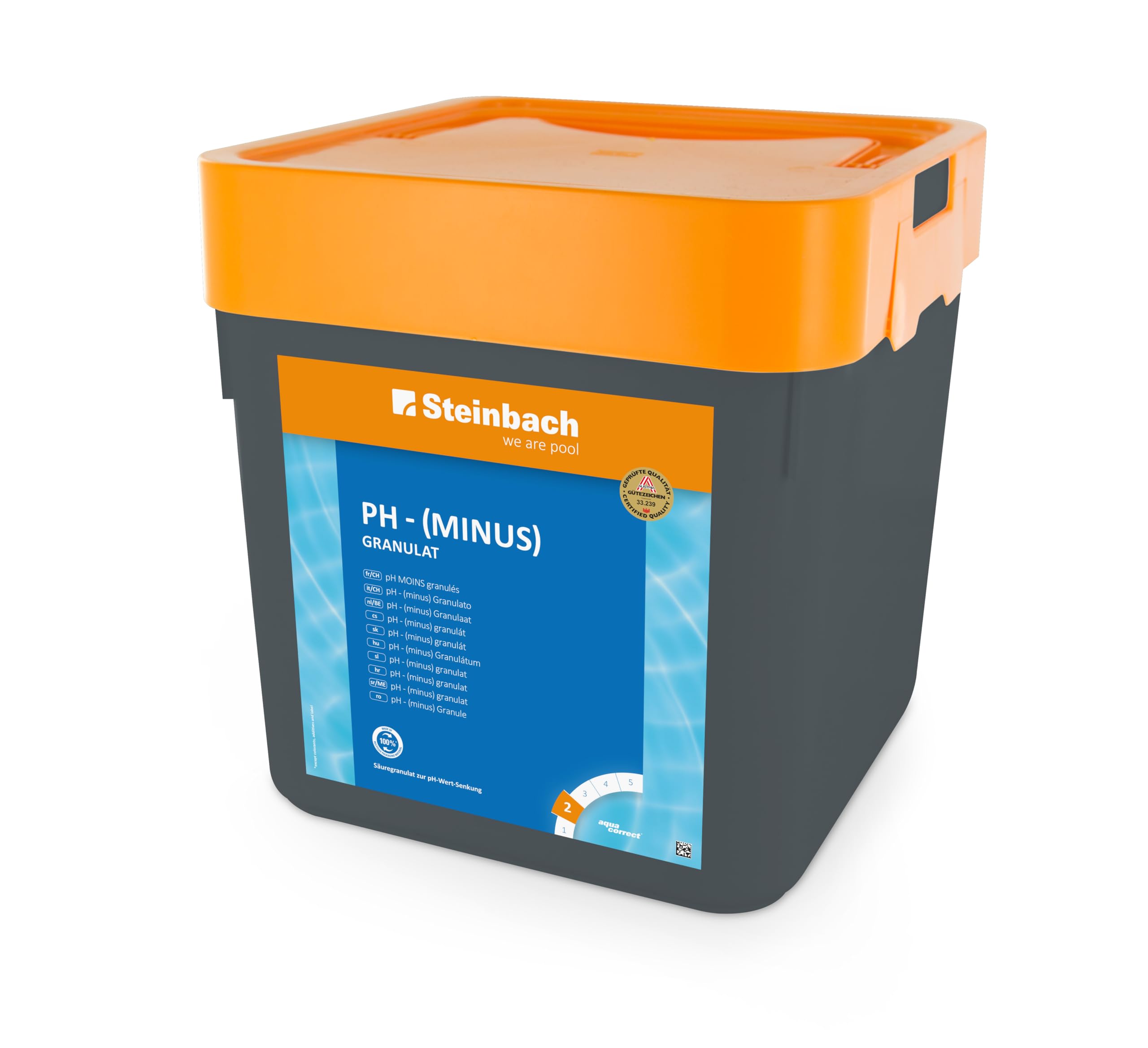Steinbach Poolpflege pH-Minus Granulat – 0753005TV00 – 7,5 kg – Zur pH-Wert-Senkung im Pool/Gut löslich & staubreduziert/Für bessere Wirksamkeit von Chlor & Desinfektionsmitteln