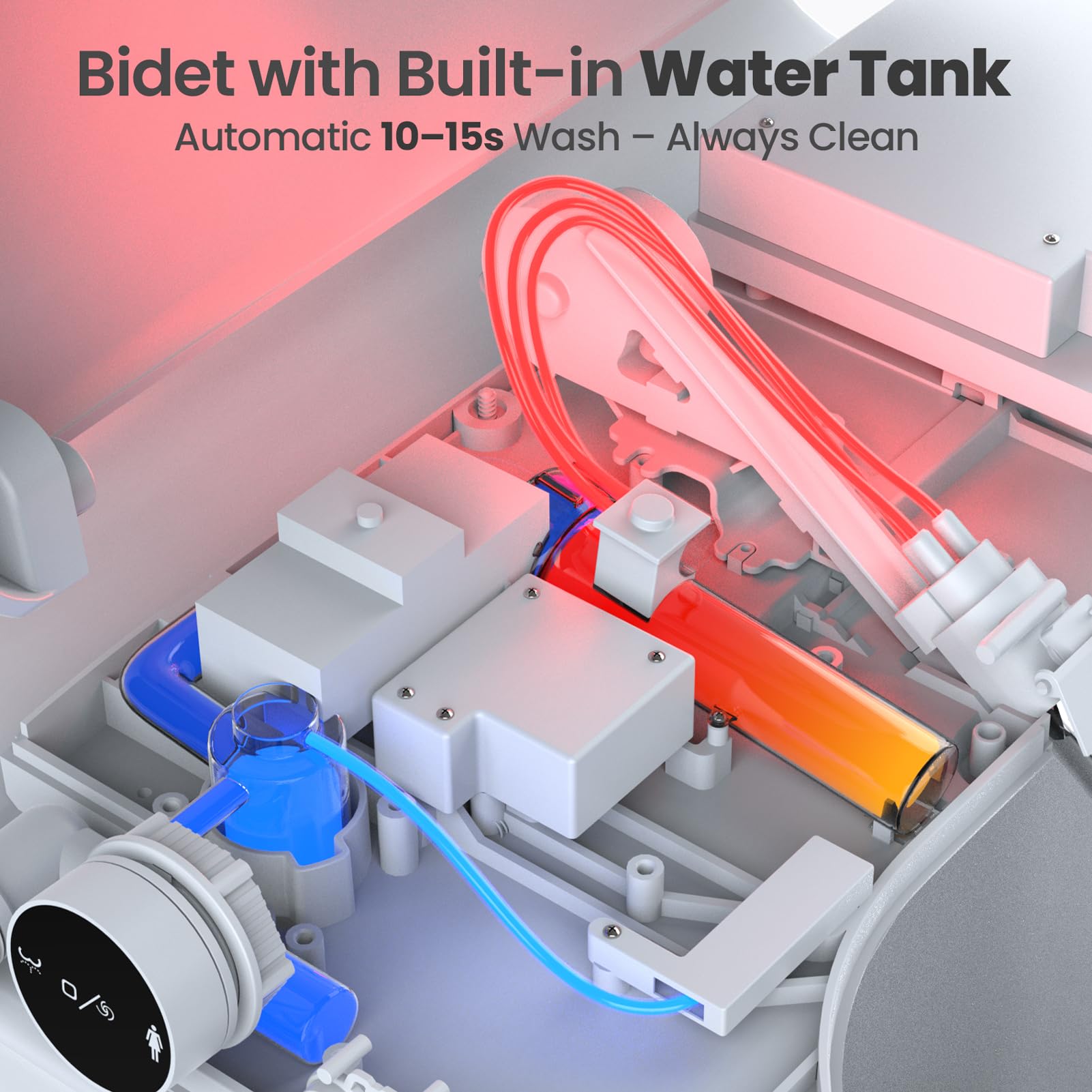 Tadashi Bidet Toilet Seat Elongated Heated Toilet Seat Instant Warm Water Dryer Feminine Rear Wash Self-Clean Nozzle Slow — view 4