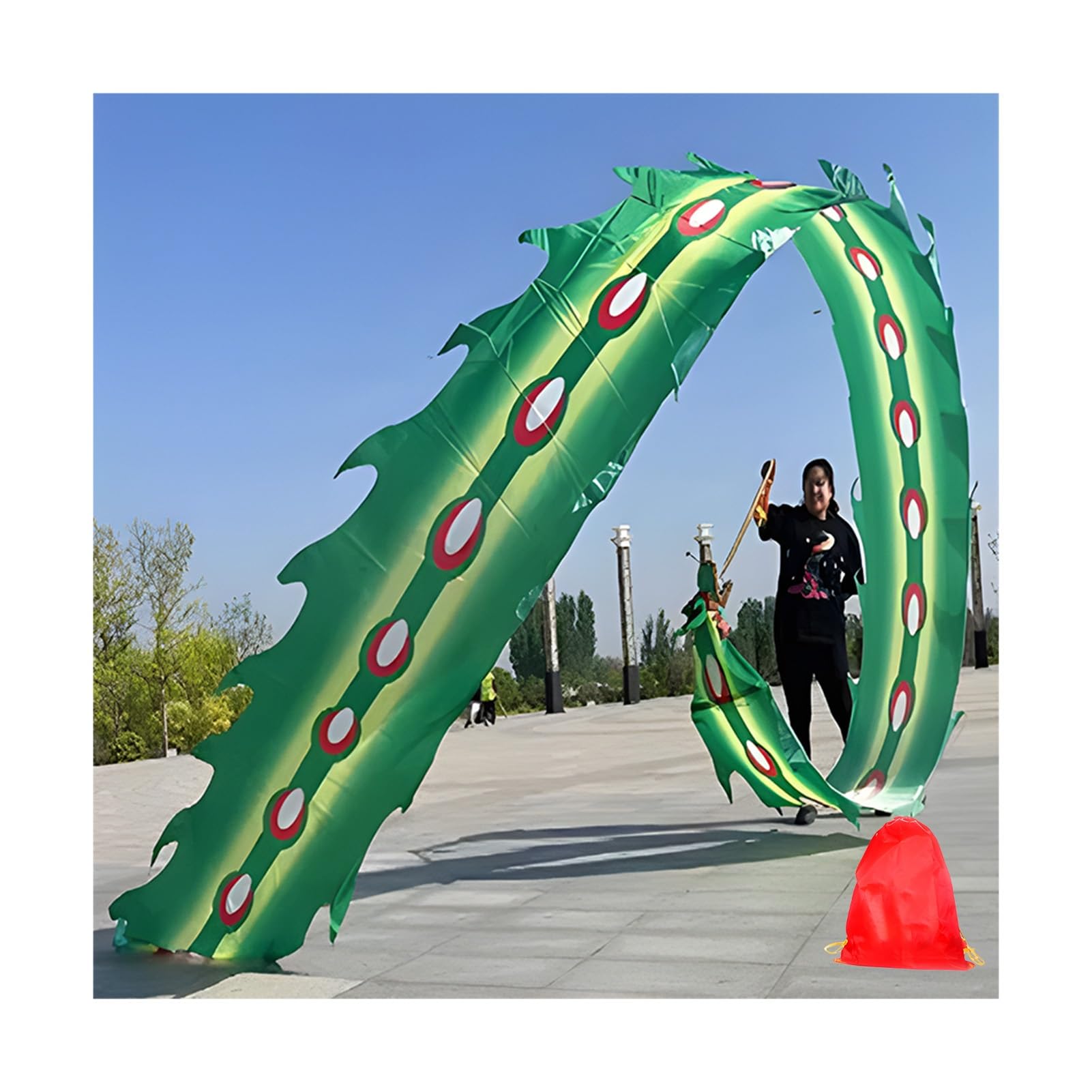 drachentanzband Drachenband-Poi Für Outdoor-Fitness-Partys Im Freien, Waschbarer Drachen-Poi Für Junge Erwachsene, Altes Fitnesstraining(Green,8m/26ft)