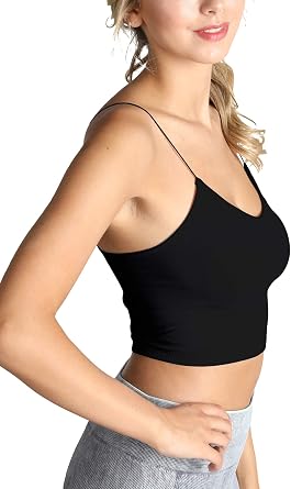 NIKIBIKI Women Seamless Spaghetti Strap Crop Top Cami, Made in U.S.A, One Size
