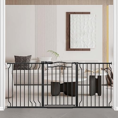 Miniatura 12 de Fairy Baby Puertas de bebé extra anchas de 53.1 a 62.5 pulgadas para escaleras y puertas, puerta de seguridad para bebés montada a presión sin Negro