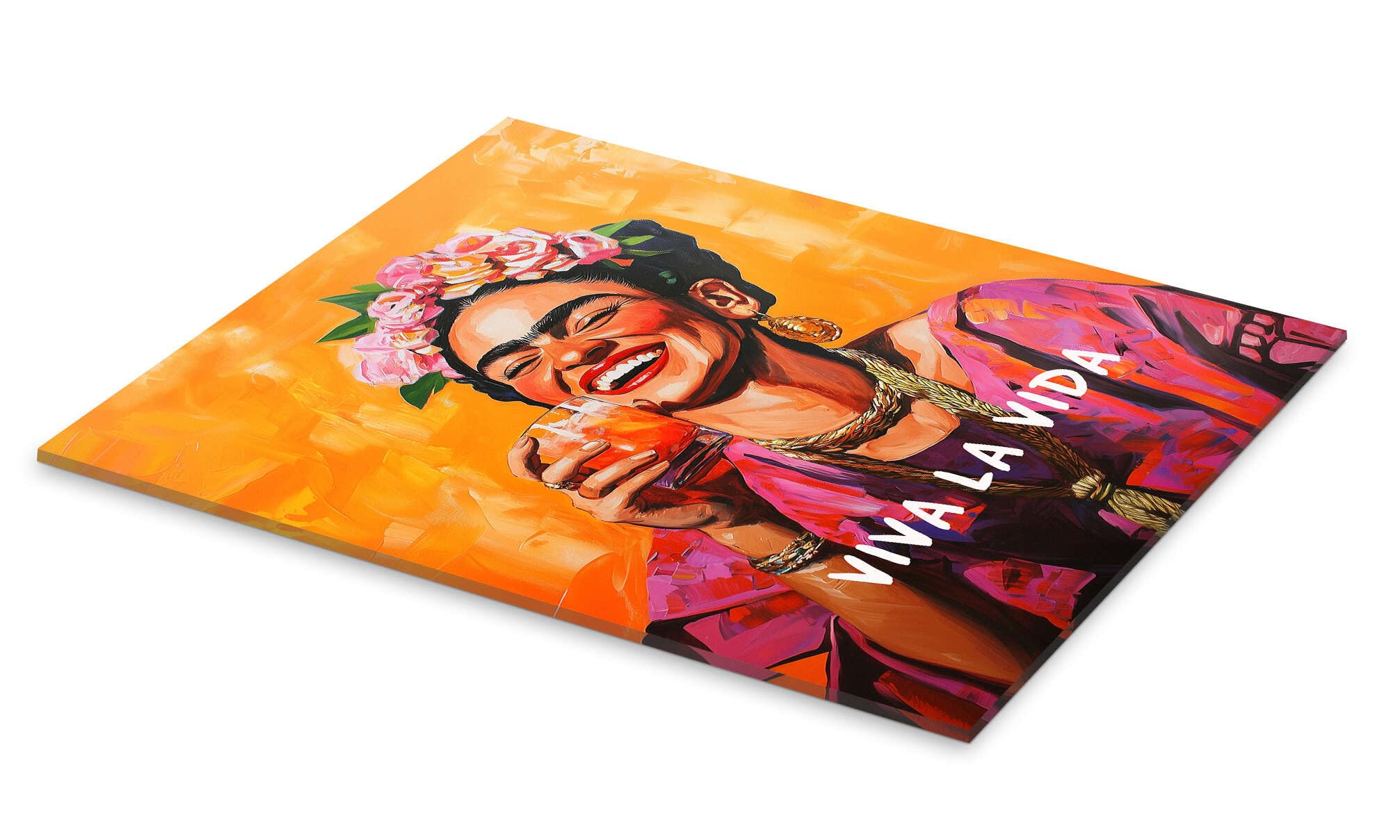 Posterlounge Viva La Vida Frida Acrylglasbild | 50 x 70 cm von Carina Artspace Orange Wandbilder Wanddeko