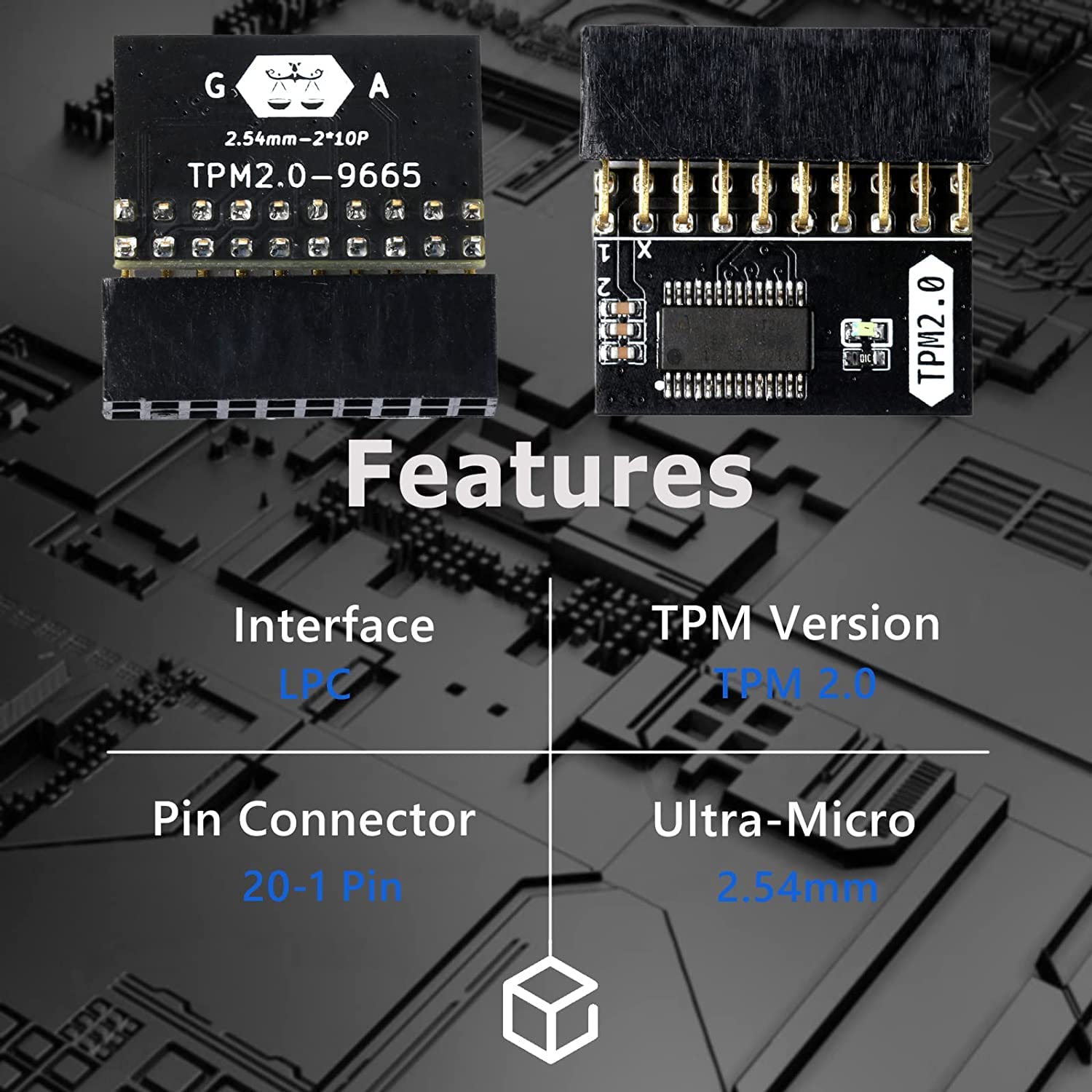 LPC 20Pin Tpm 2.0 Módulo de segurança de criptografia remota para Asus e Gigabyte GC-tpm 2.0 20